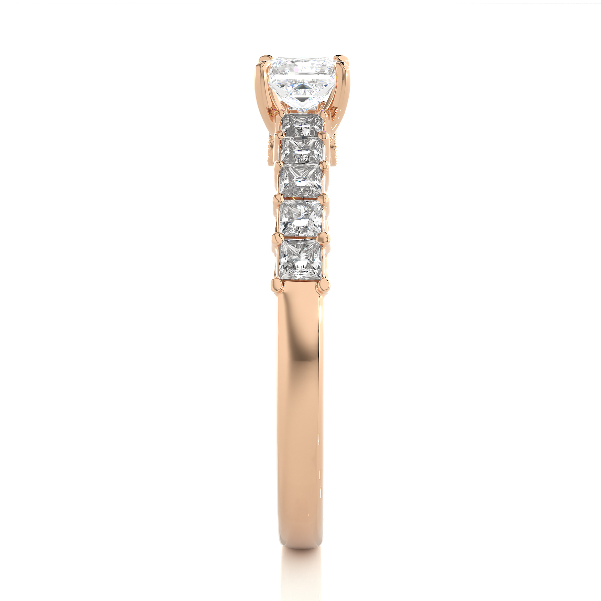 0.40+0.44+0.01 Ct Princess + Princess + Round Diamond Ring