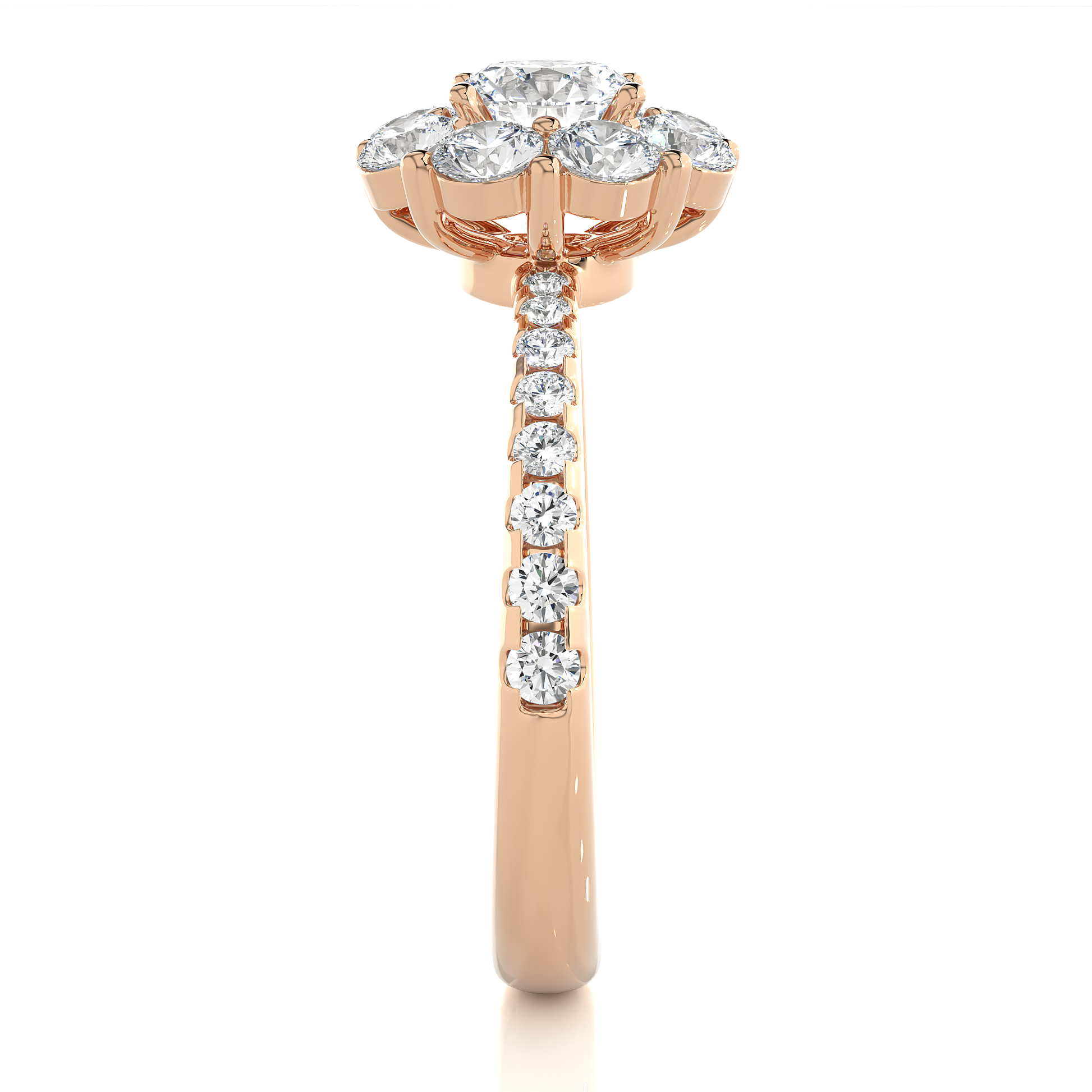 0.6+0.81+0.25 Ct Round Diamond Ring