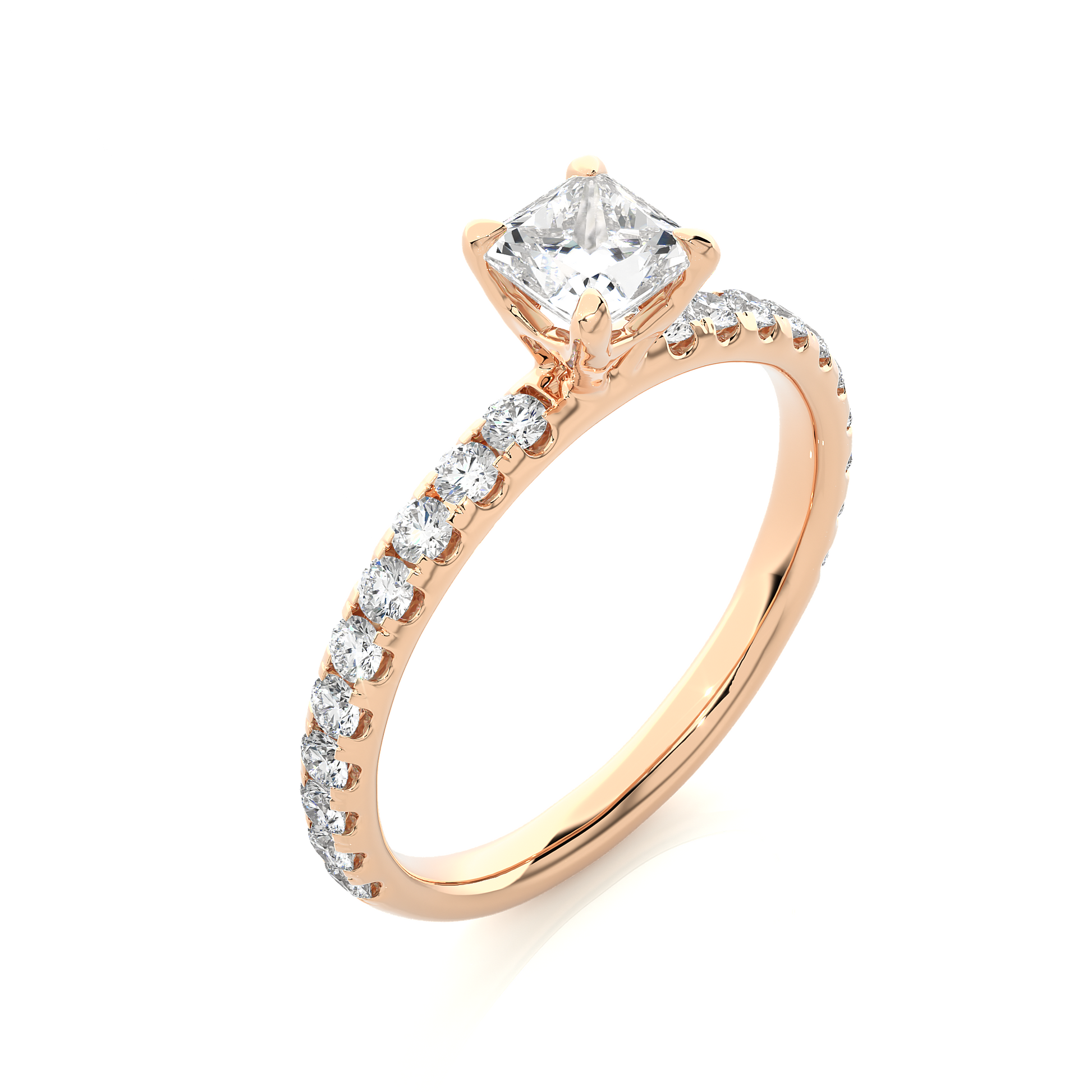 0.6+0.44  Ct Princess + Round Diamond Ring