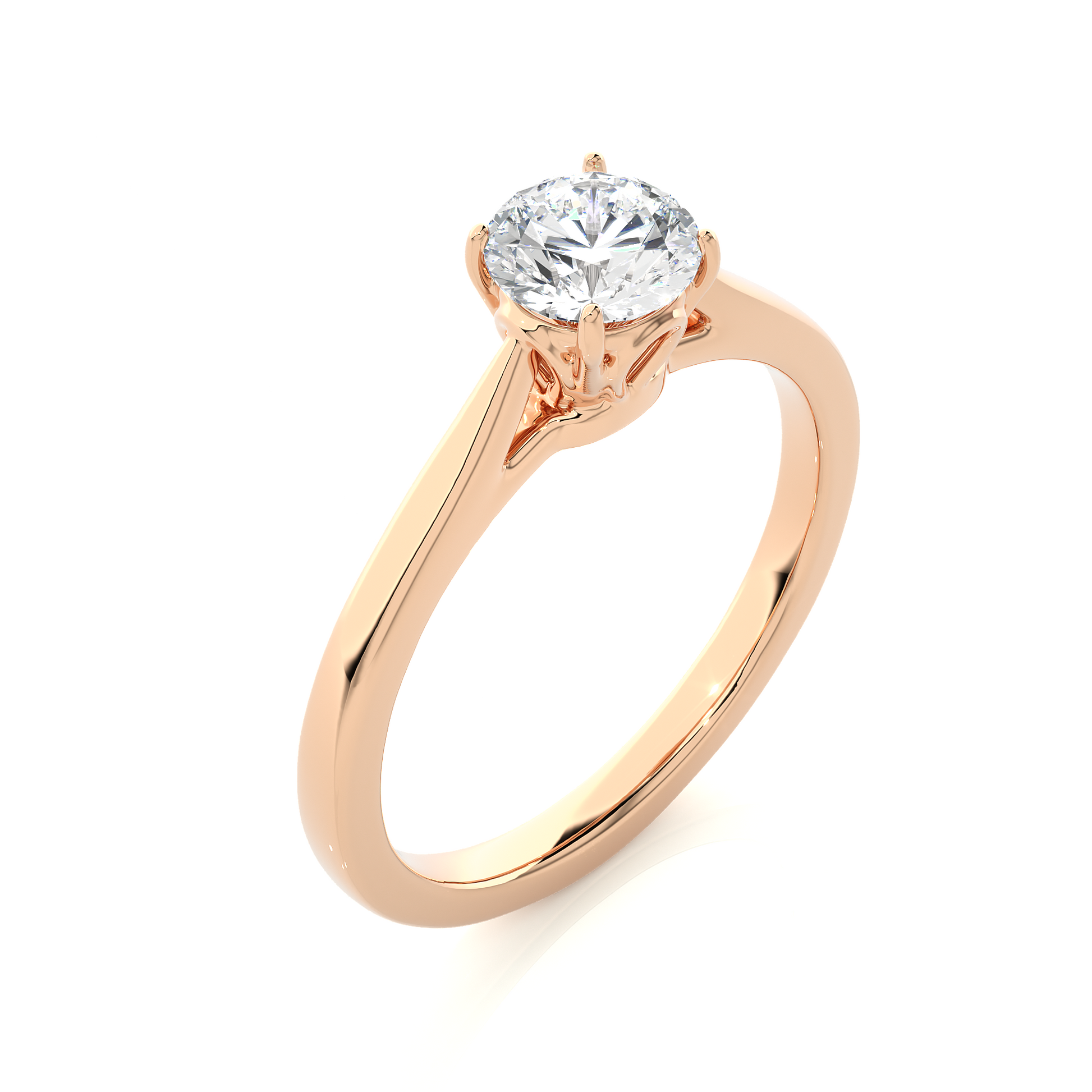 Elegant Round Diamond Ring – Elevated Solitaire Diamond on Plain Band