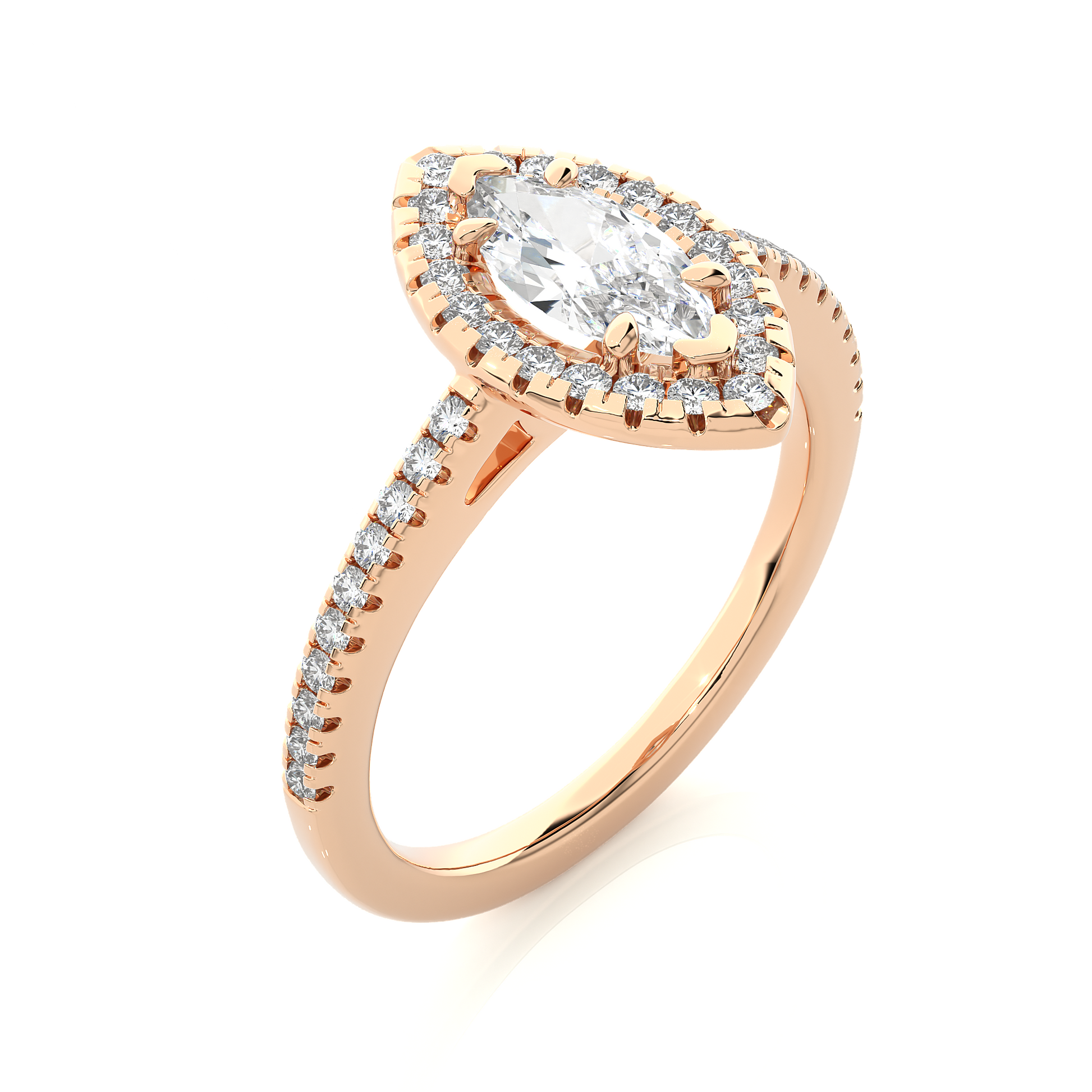 0.29+0.60 Ct Round + Marquise Diamond Ring