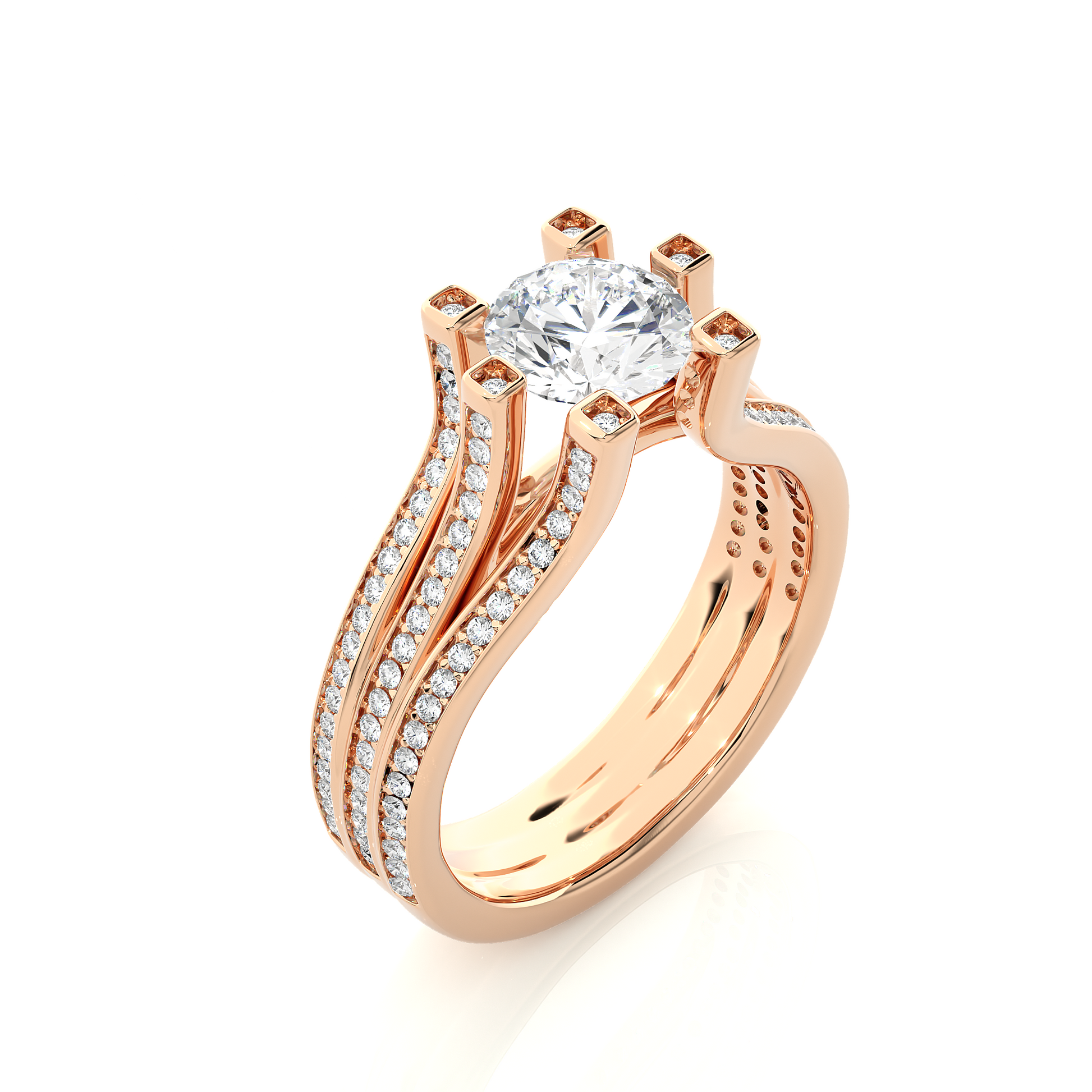 1+0.44 Ct Round Diamond Ring