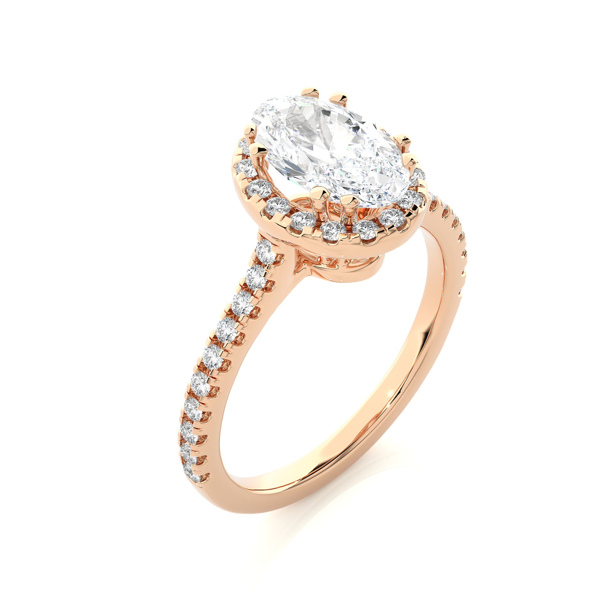 1.1+0.21 Ct Oval + Round Diamond Ring