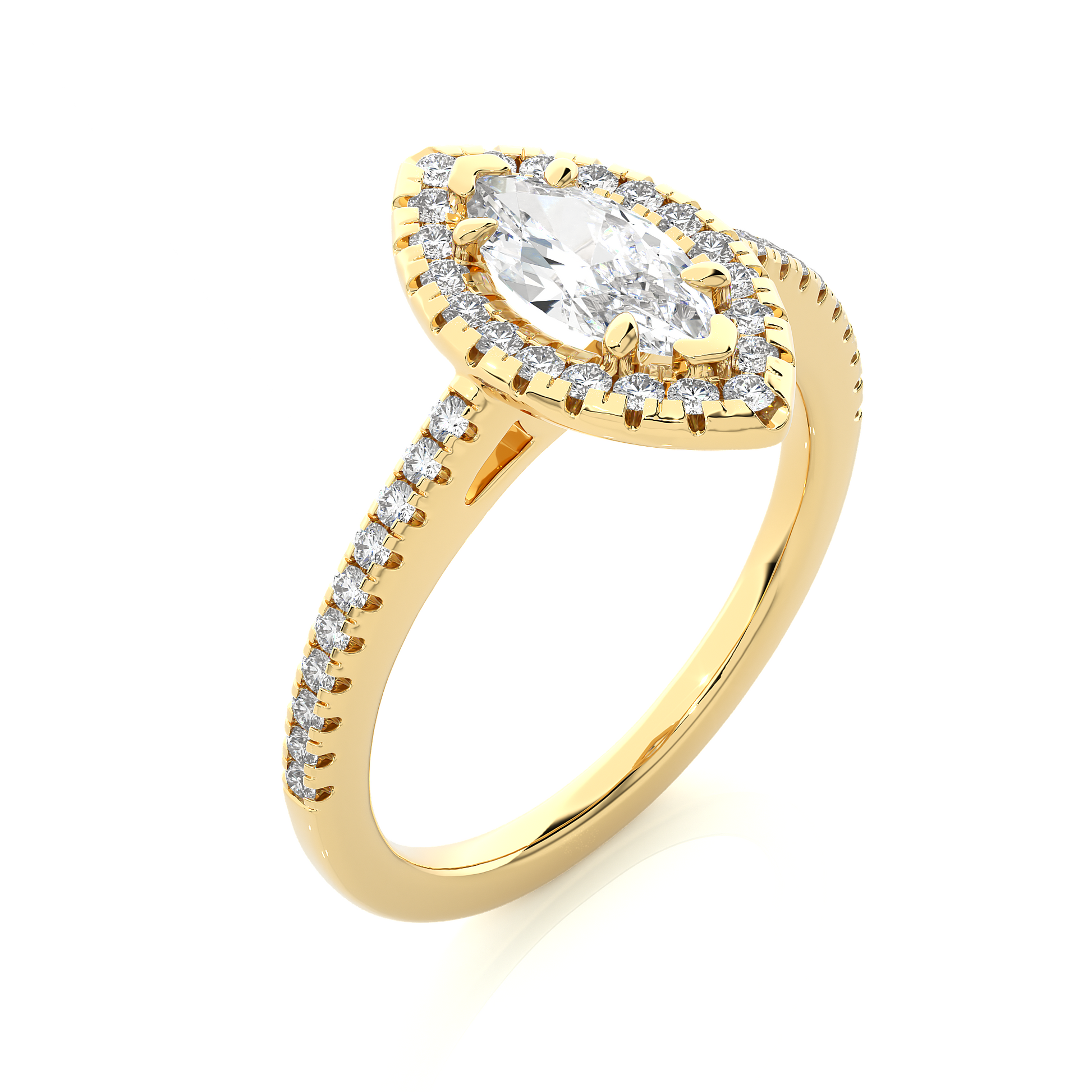 0.29+0.60 Ct Round + Marquise Diamond Ring