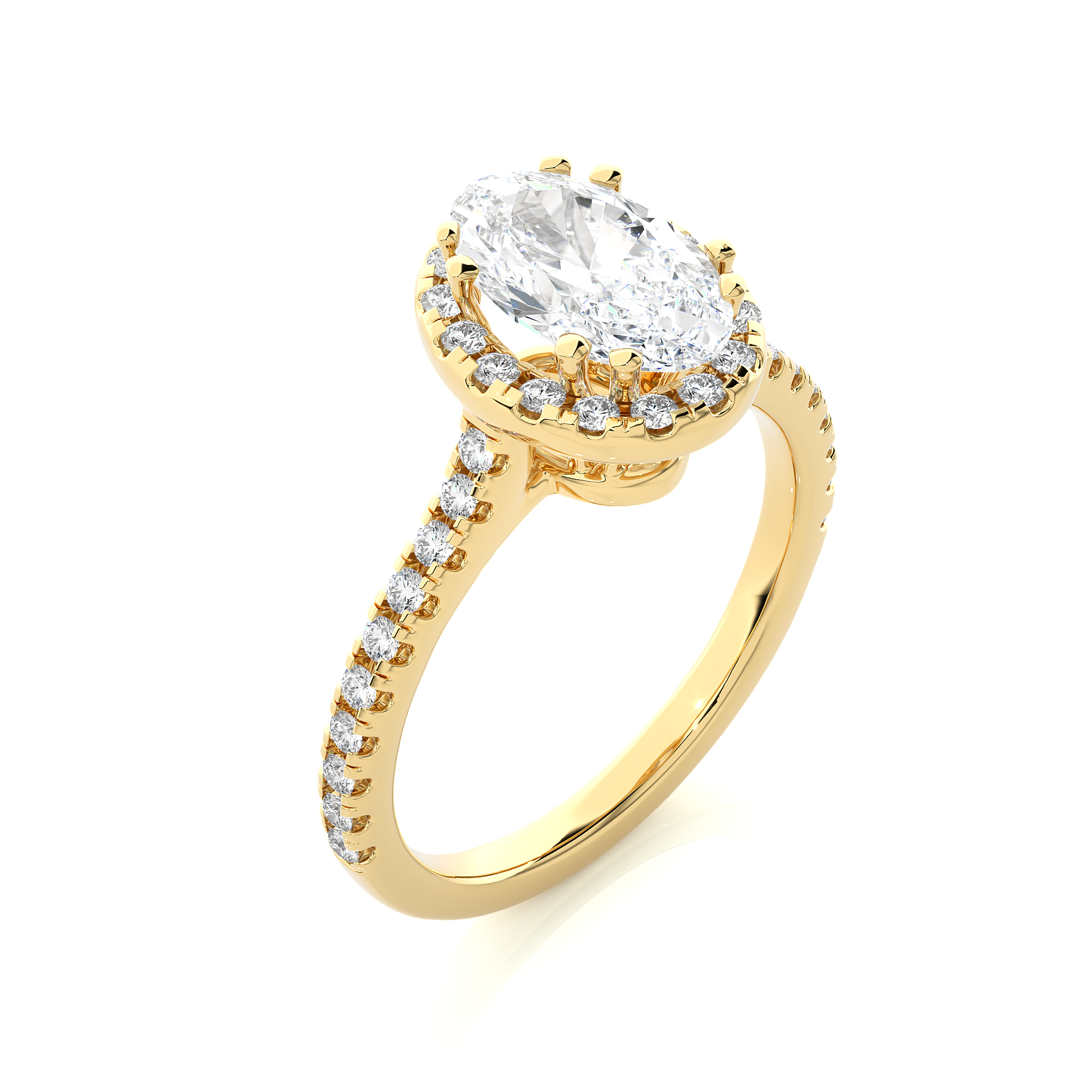 1.1+0.21 Ct Oval + Round Diamond Ring