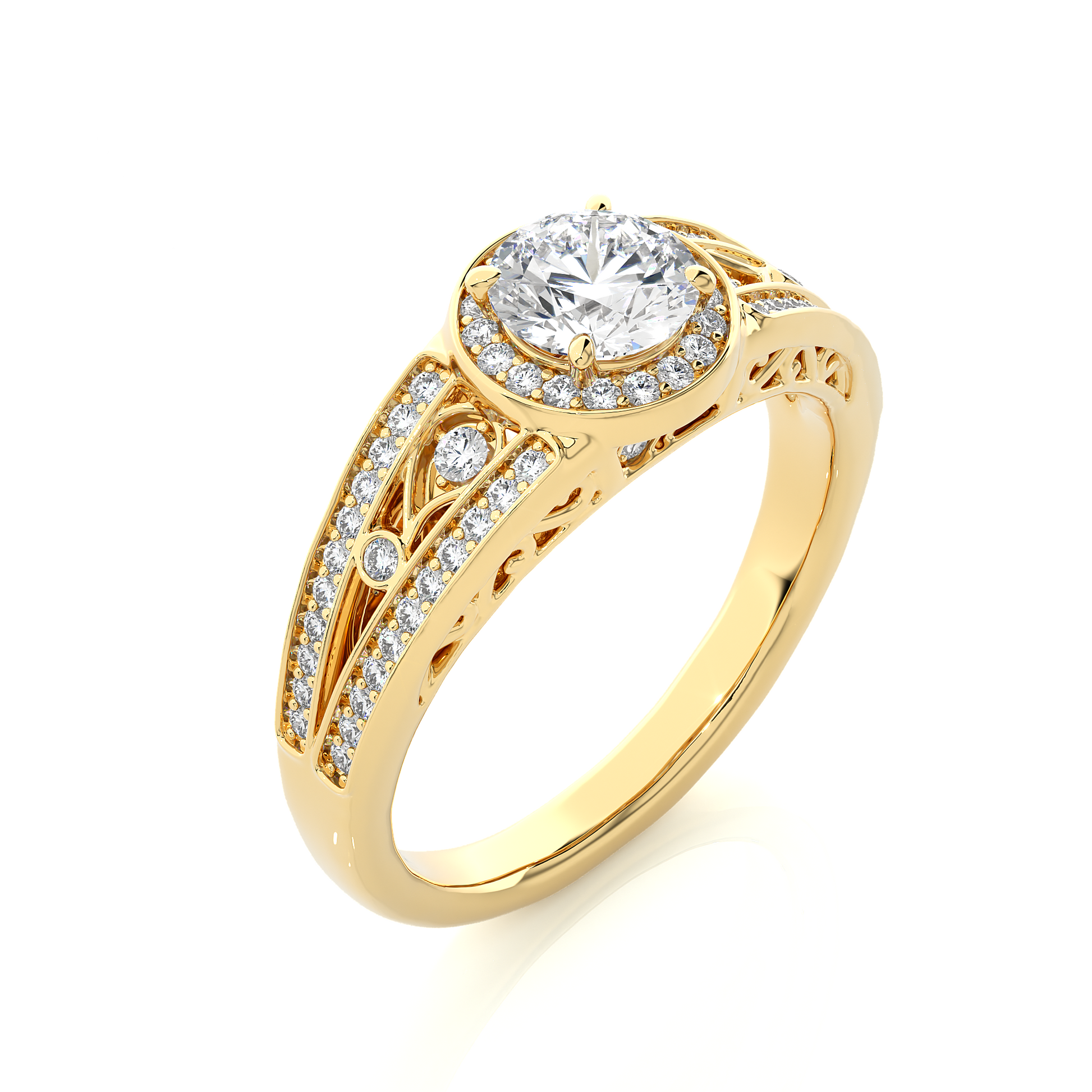 0.7+0.29 Ct Round Diamond Ring