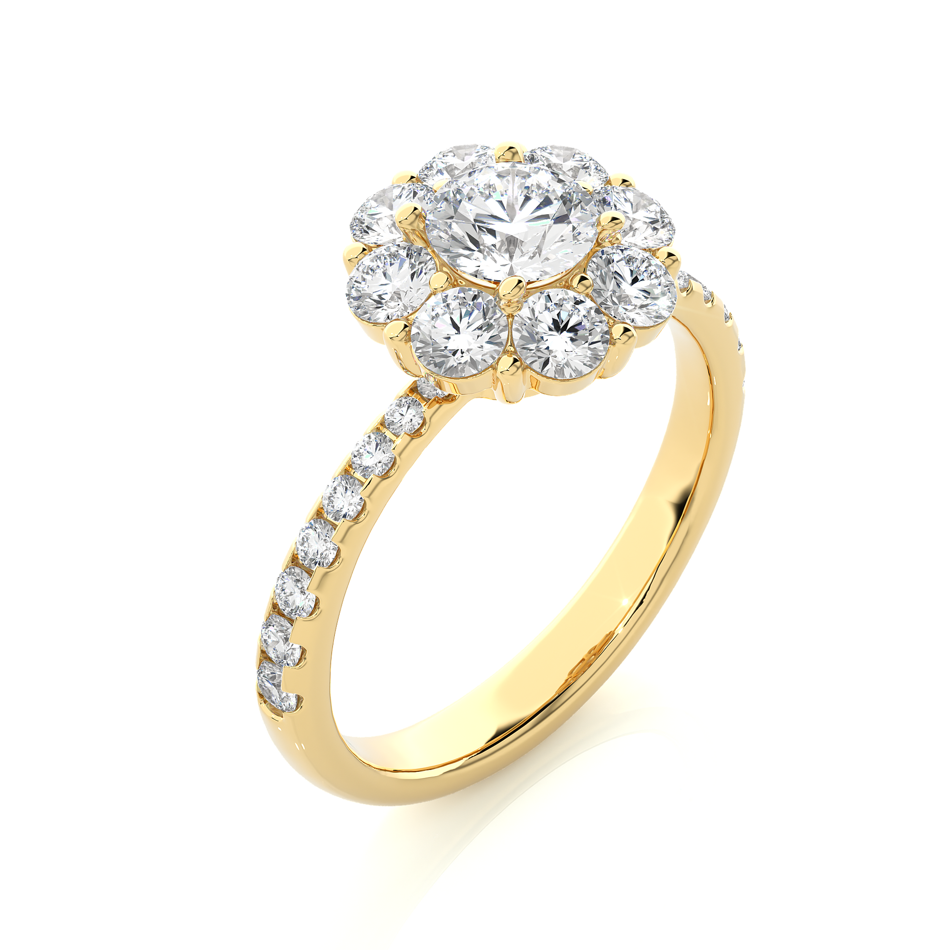 0.6+0.81+0.25 Ct Round Diamond Ring