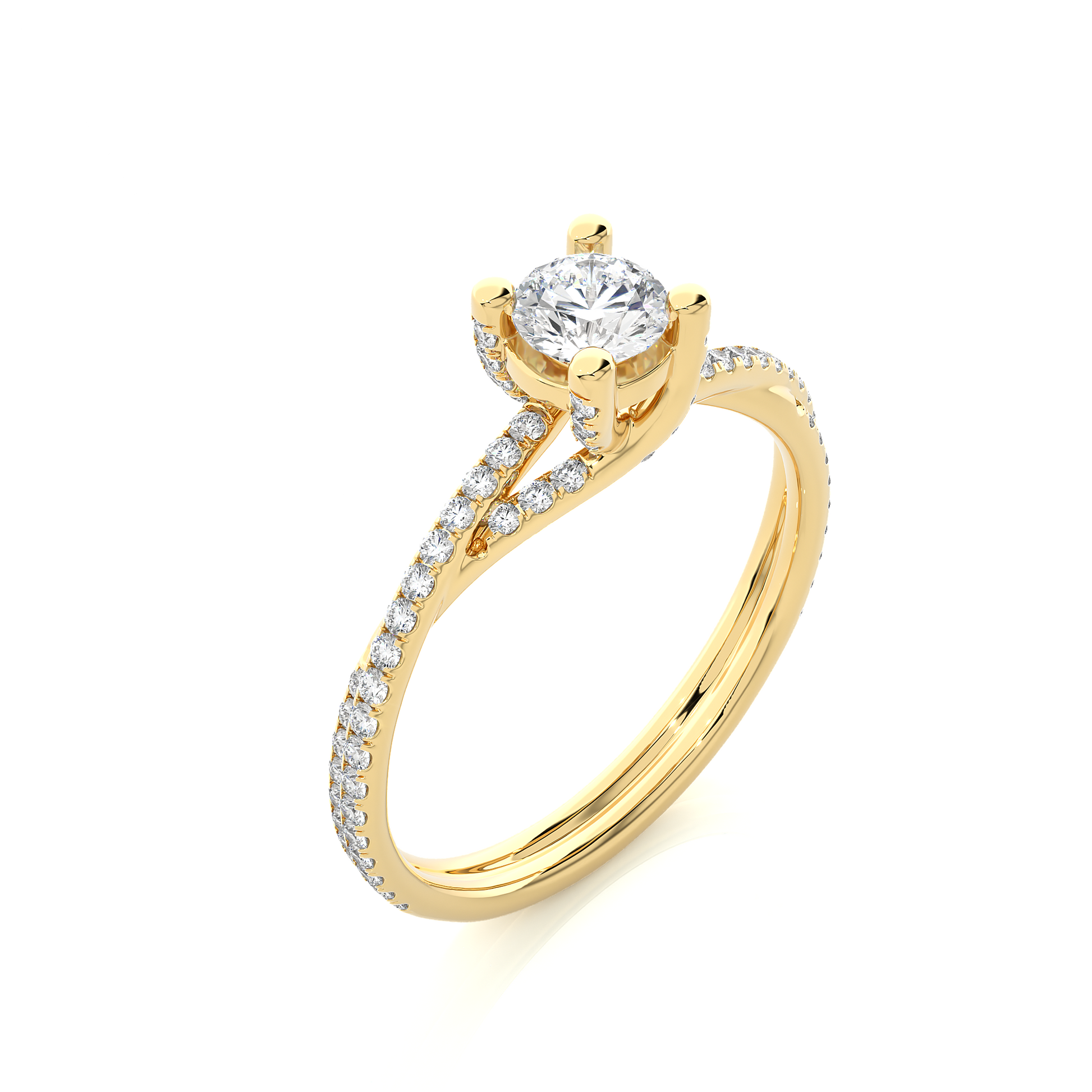 Round Diamond Ring – Solitaire Diamond with Small Diamonds in Stylish, Classy Design