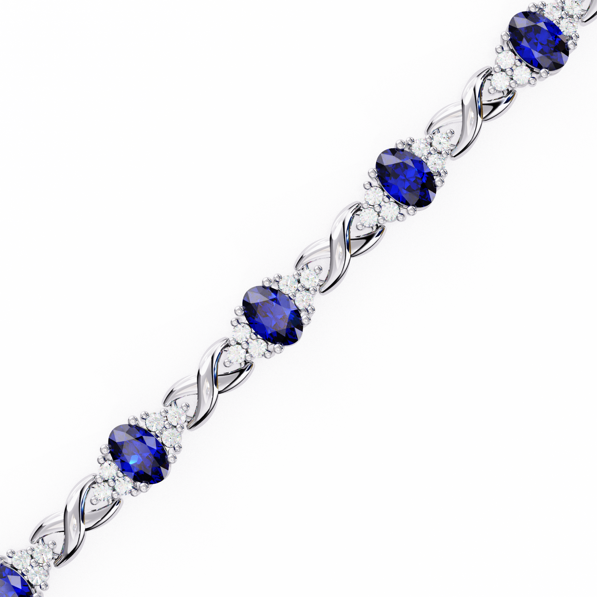Premium Round Diamond Bracelet – Design with Blue Stone Center and White Diamonds in Gold