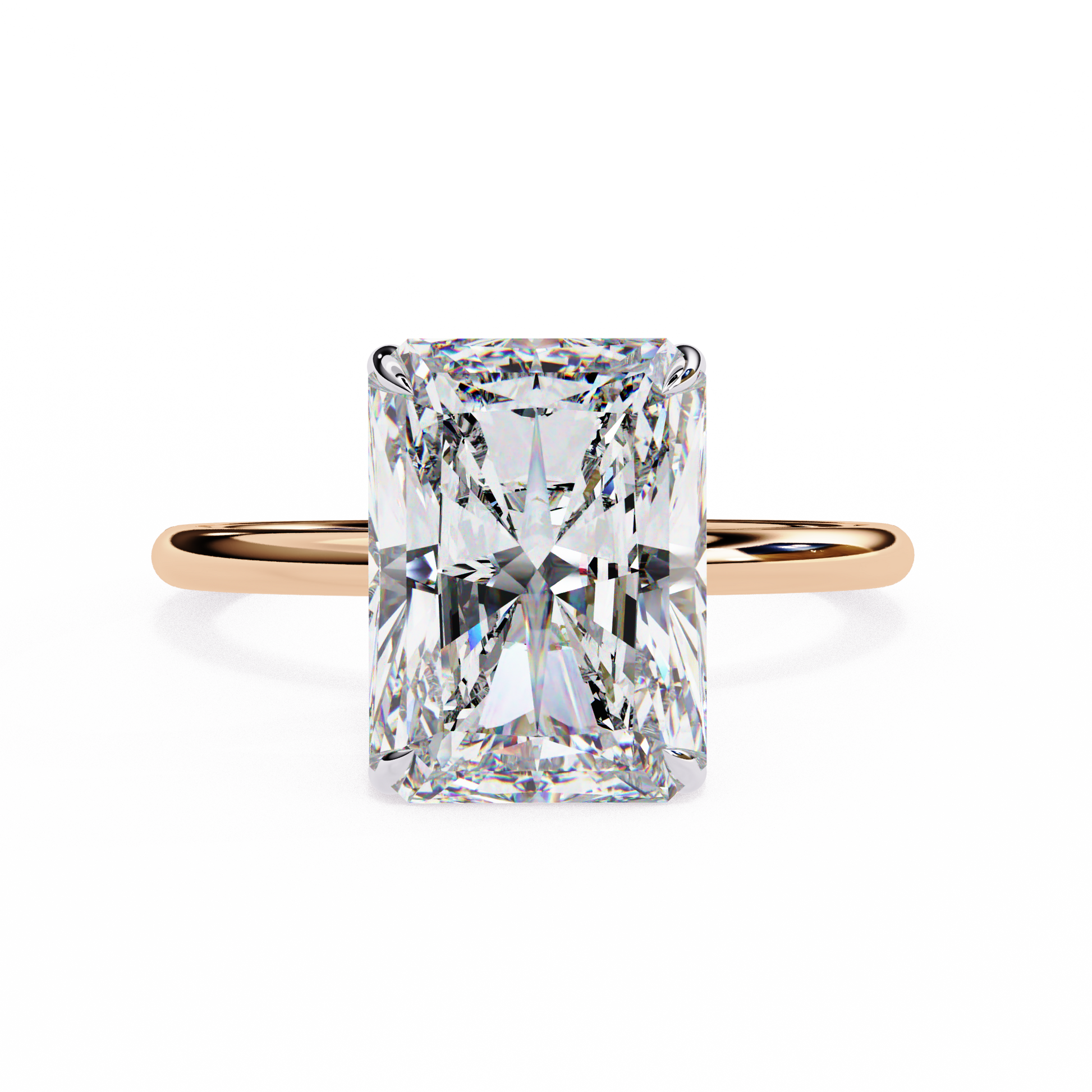 Elegant Radiant Cut Diamond Ring Lab-Grown Diamond in Two-Tone Gold Band
