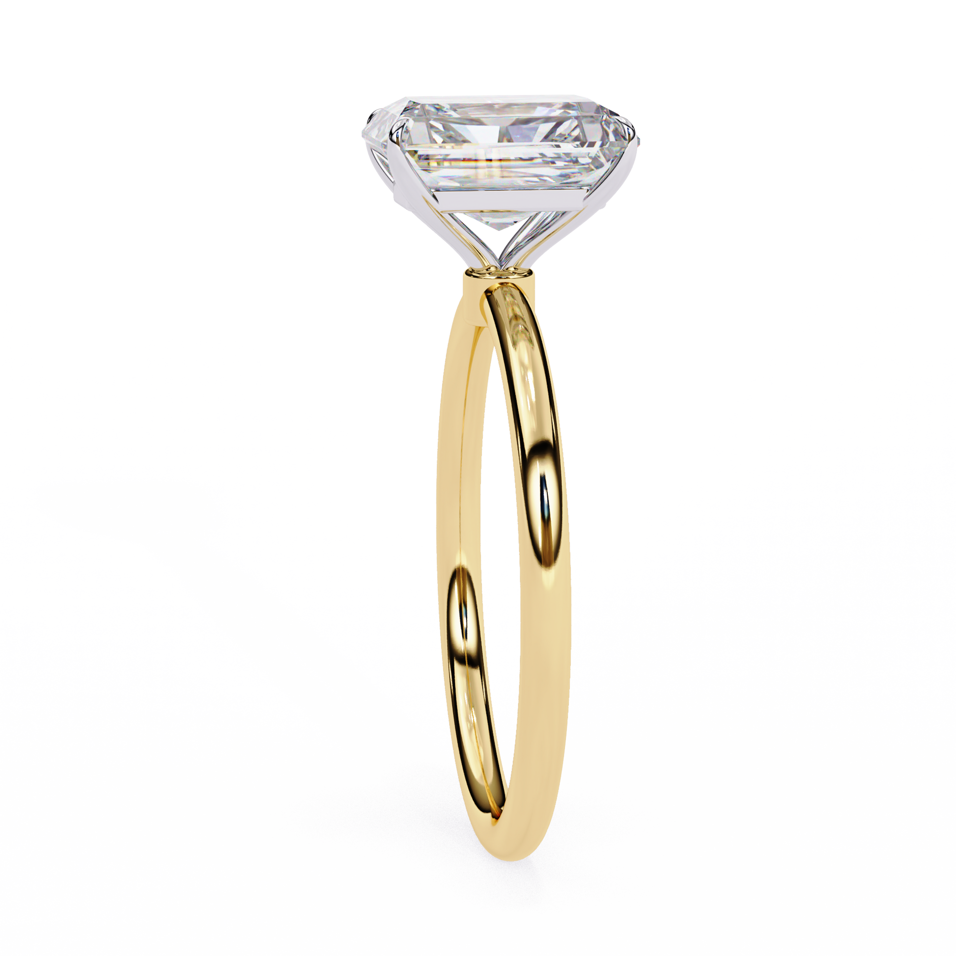 Elegant Radiant Cut Diamond Ring Lab-Grown Diamond in Two-Tone Gold Band