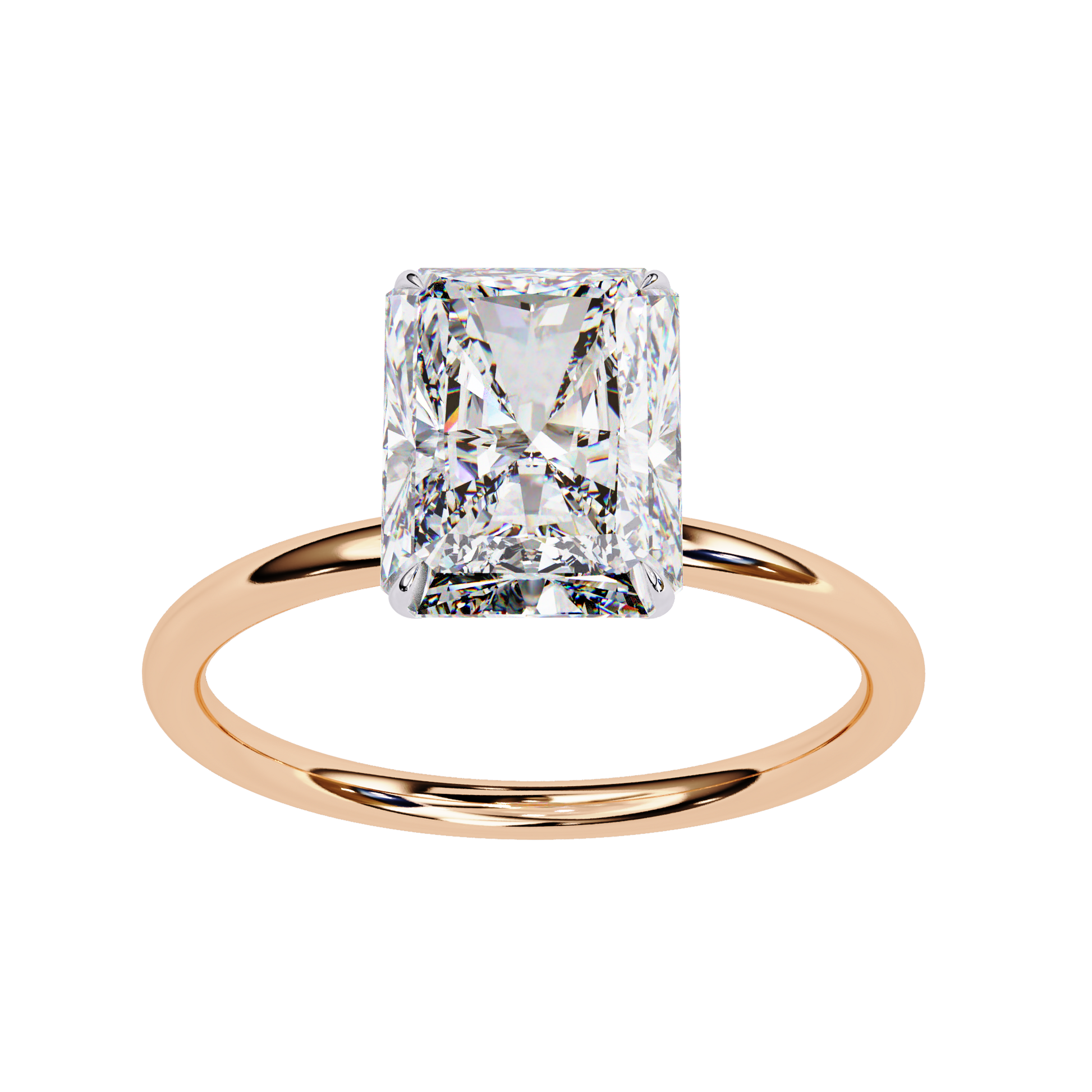 Elegant Radiant Cut Diamond Ring Lab-Grown Diamond in Two-Tone Gold Band