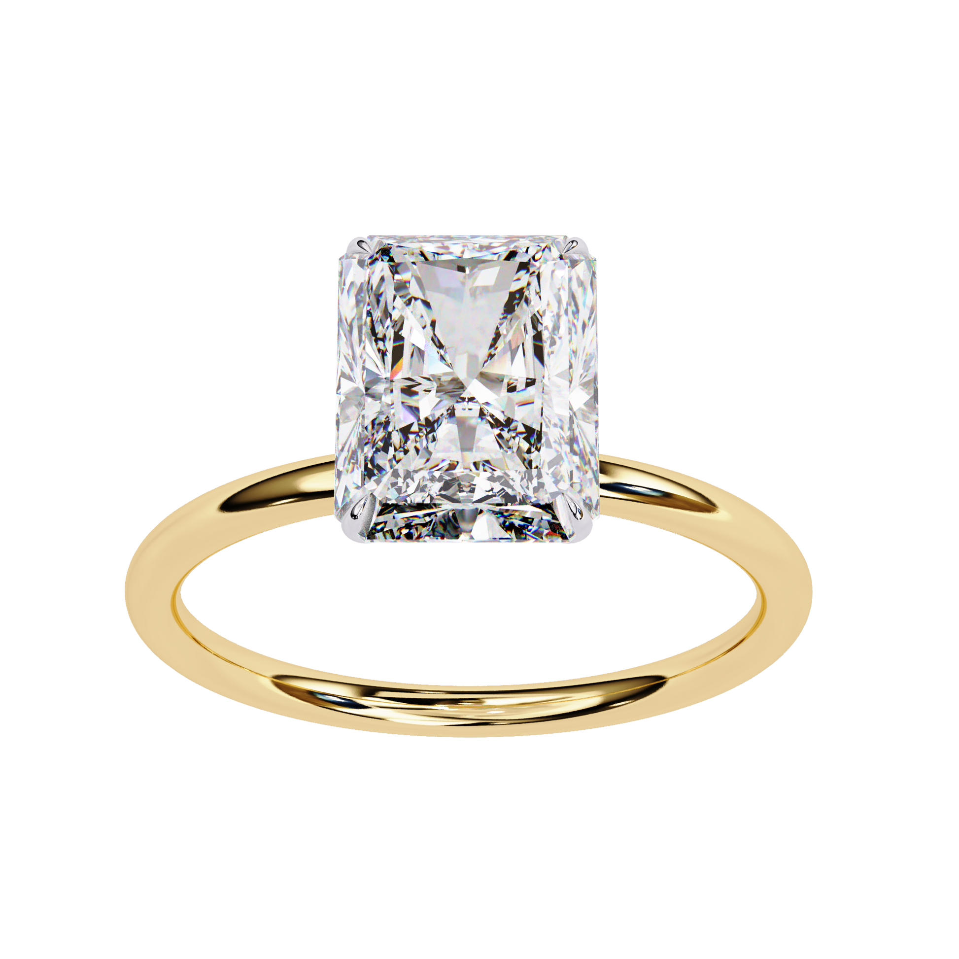 Elegant Radiant Cut Diamond Ring Lab-Grown Diamond in Two-Tone Gold Band