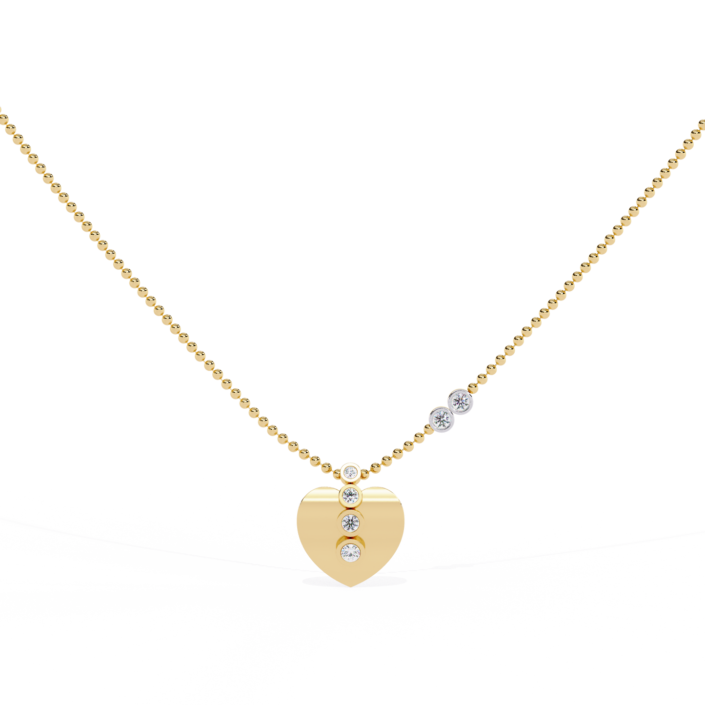 yellow gold heart pendant with round cut lab grown diamond – for women