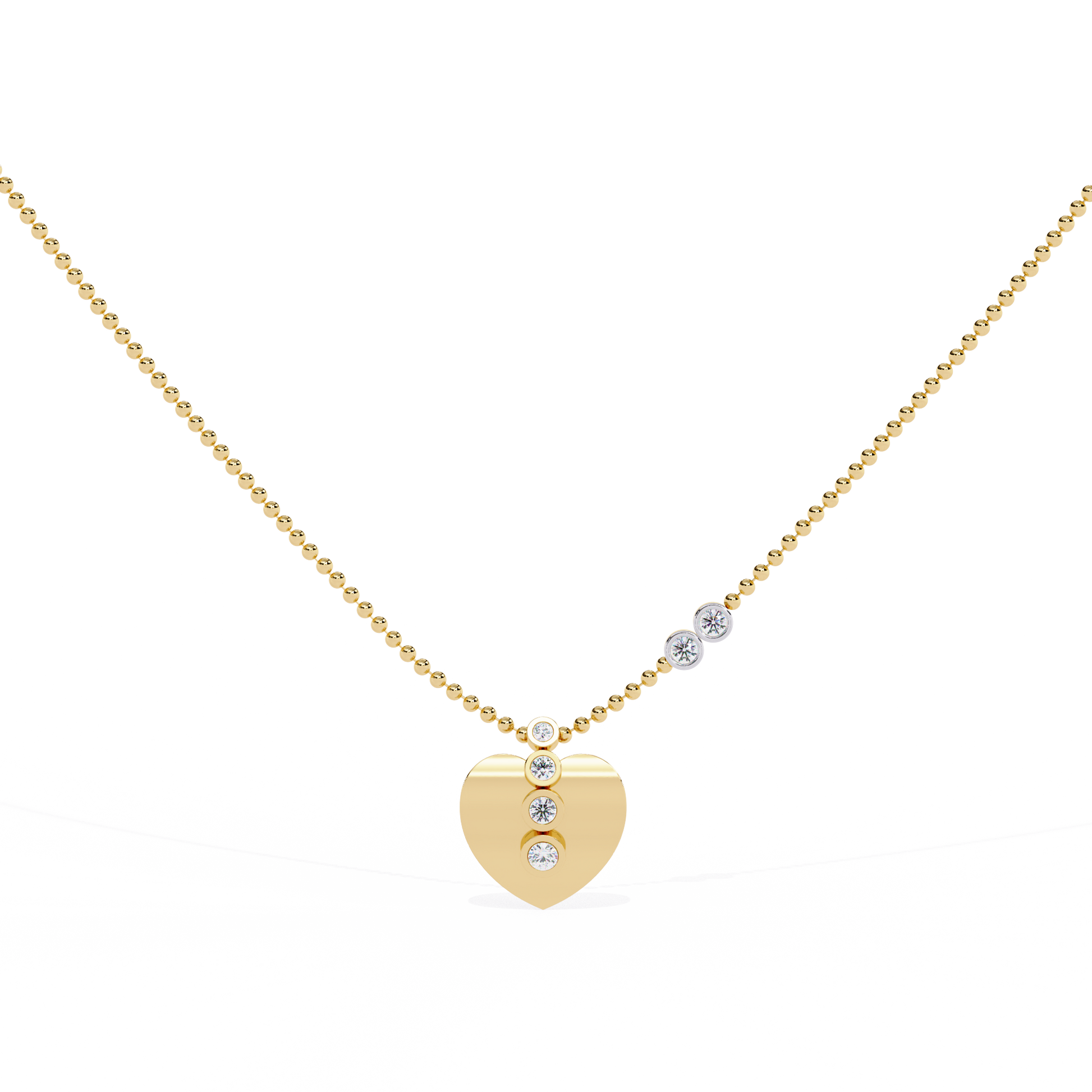 yellow gold heart pendant with round cut lab grown diamond – for women