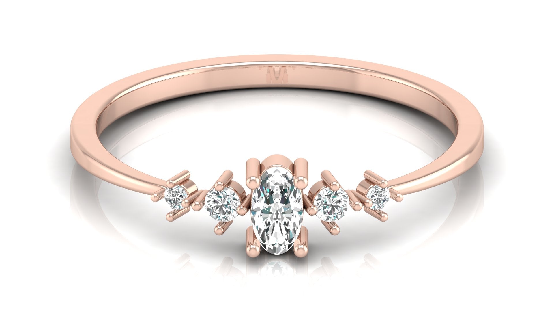 0.06+0.11 Ct Round + Oval  Diamond Ring