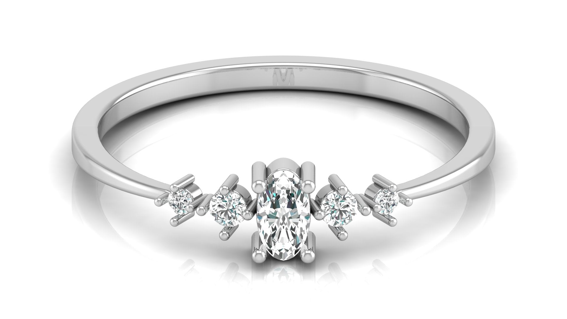 0.06+0.11 Ct Round + Oval  Diamond Ring