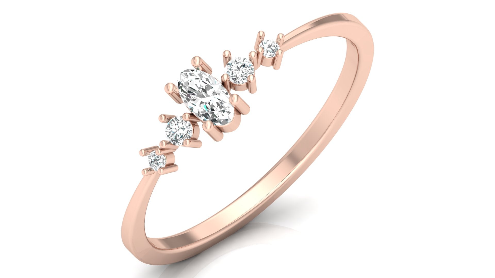 0.06+0.11 Ct Round + Oval  Diamond Ring