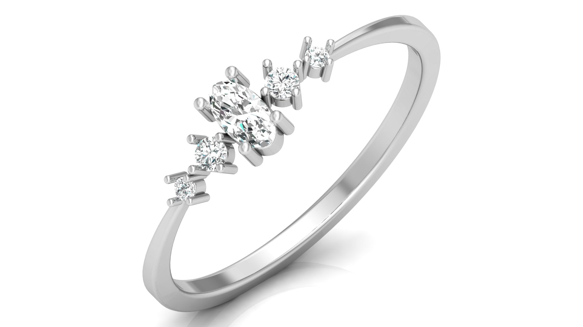 0.06+0.11 Ct Round + Oval  Diamond Ring