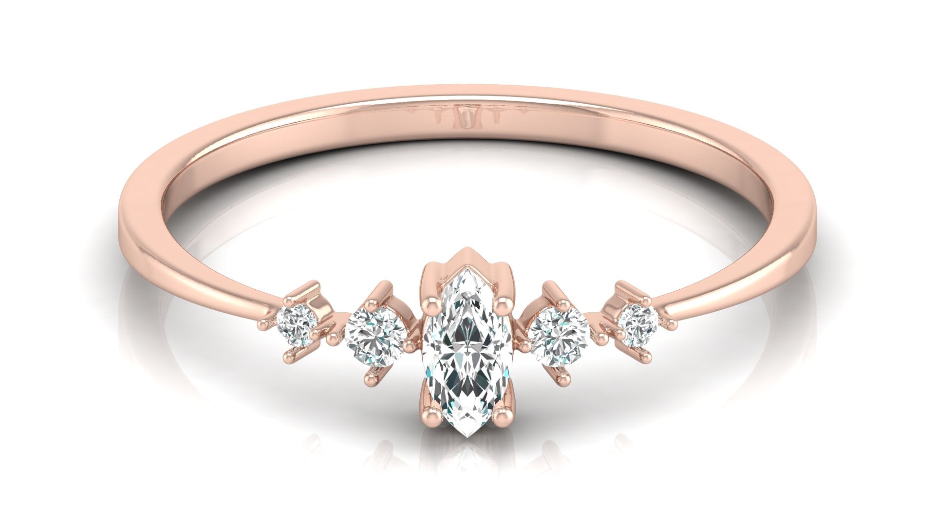 0.06+0.10 Ct Round + Marq Diamond Ring