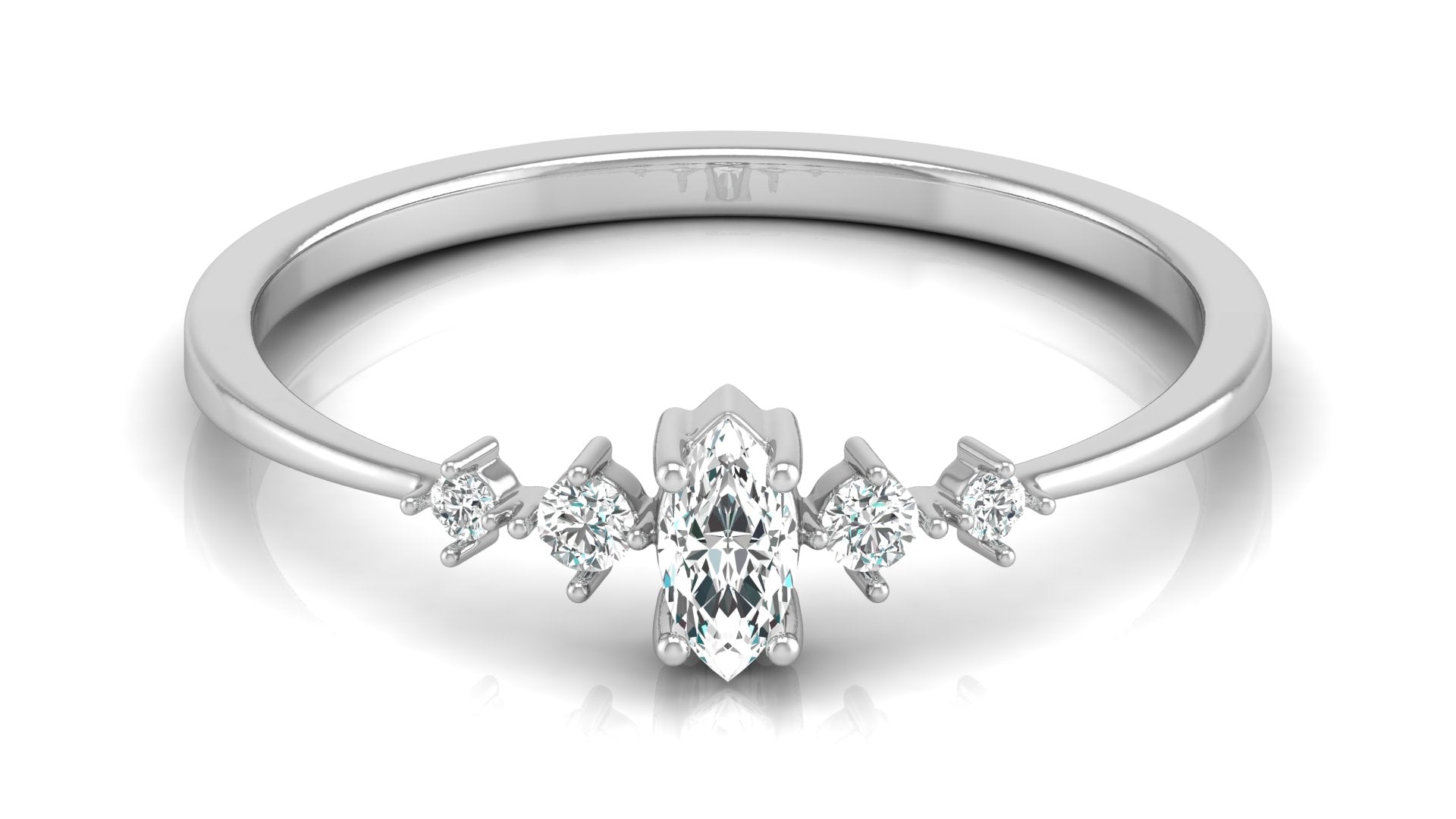 0.06+0.10 Ct Round + Marq Diamond Ring