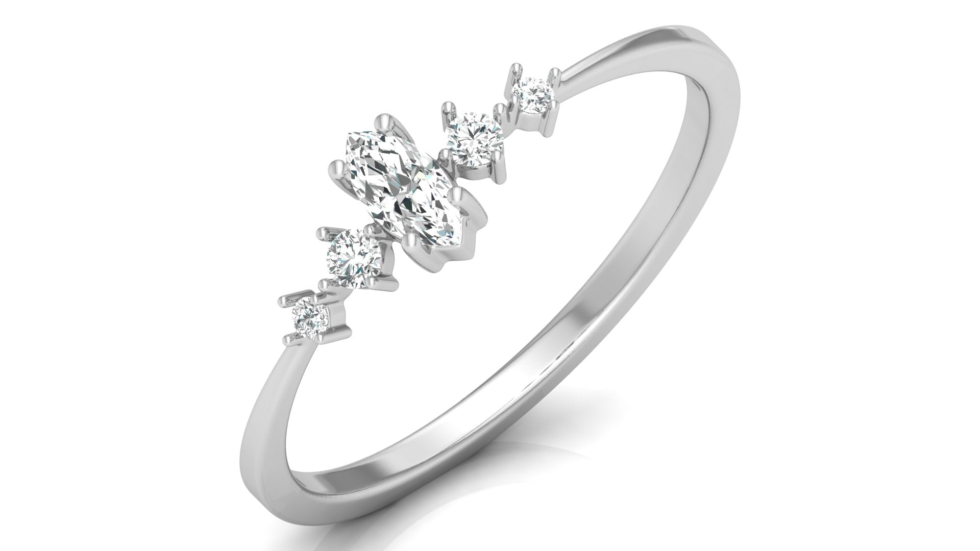 0.06+0.10 Ct Round + Marq Diamond Ring