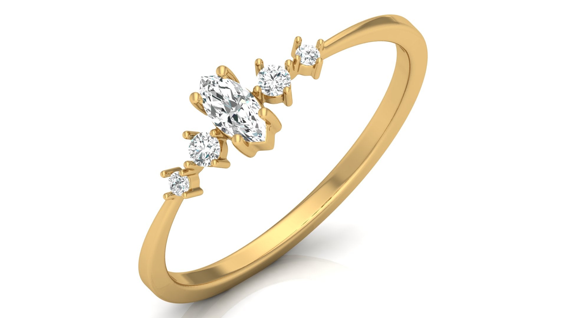 0.06+0.10 Ct Round + Marq Diamond Ring