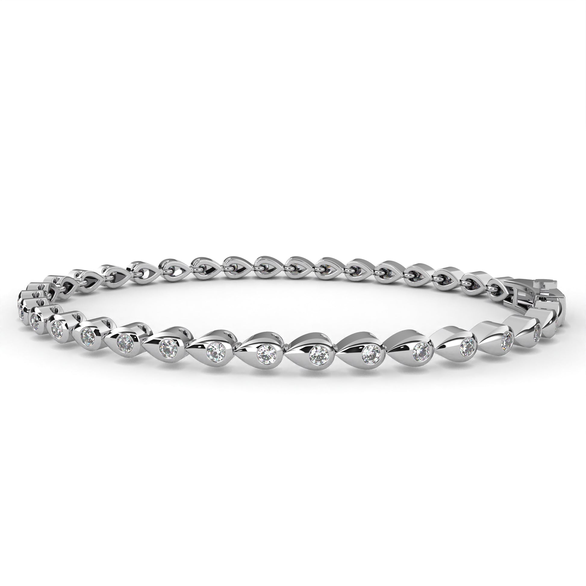 Premium Round Diamond Bracelet – Leaf Pattern Design with Solitaire Diamond in Gold