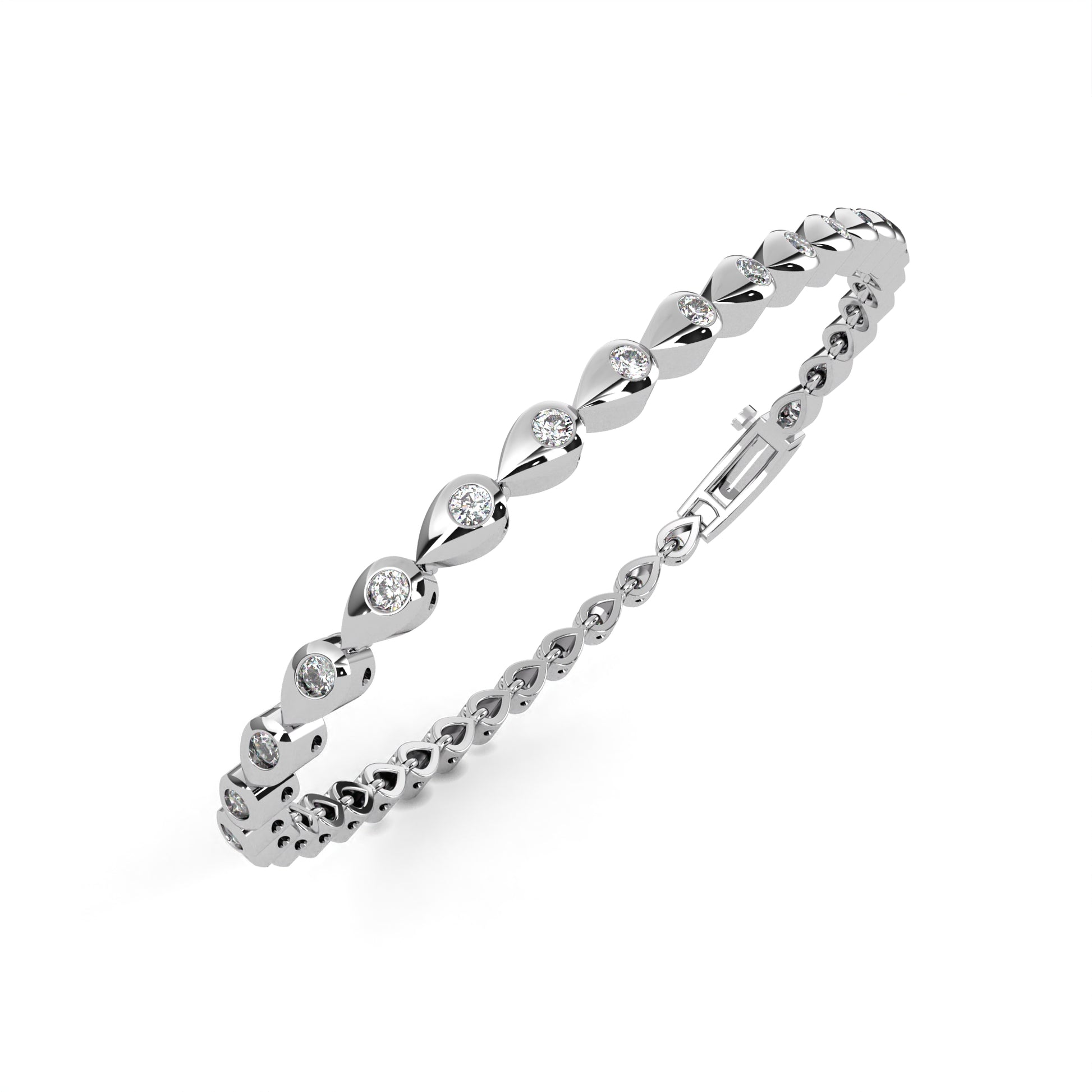 Premium Round Diamond Bracelet – Leaf Pattern Design with Solitaire Diamond in Gold