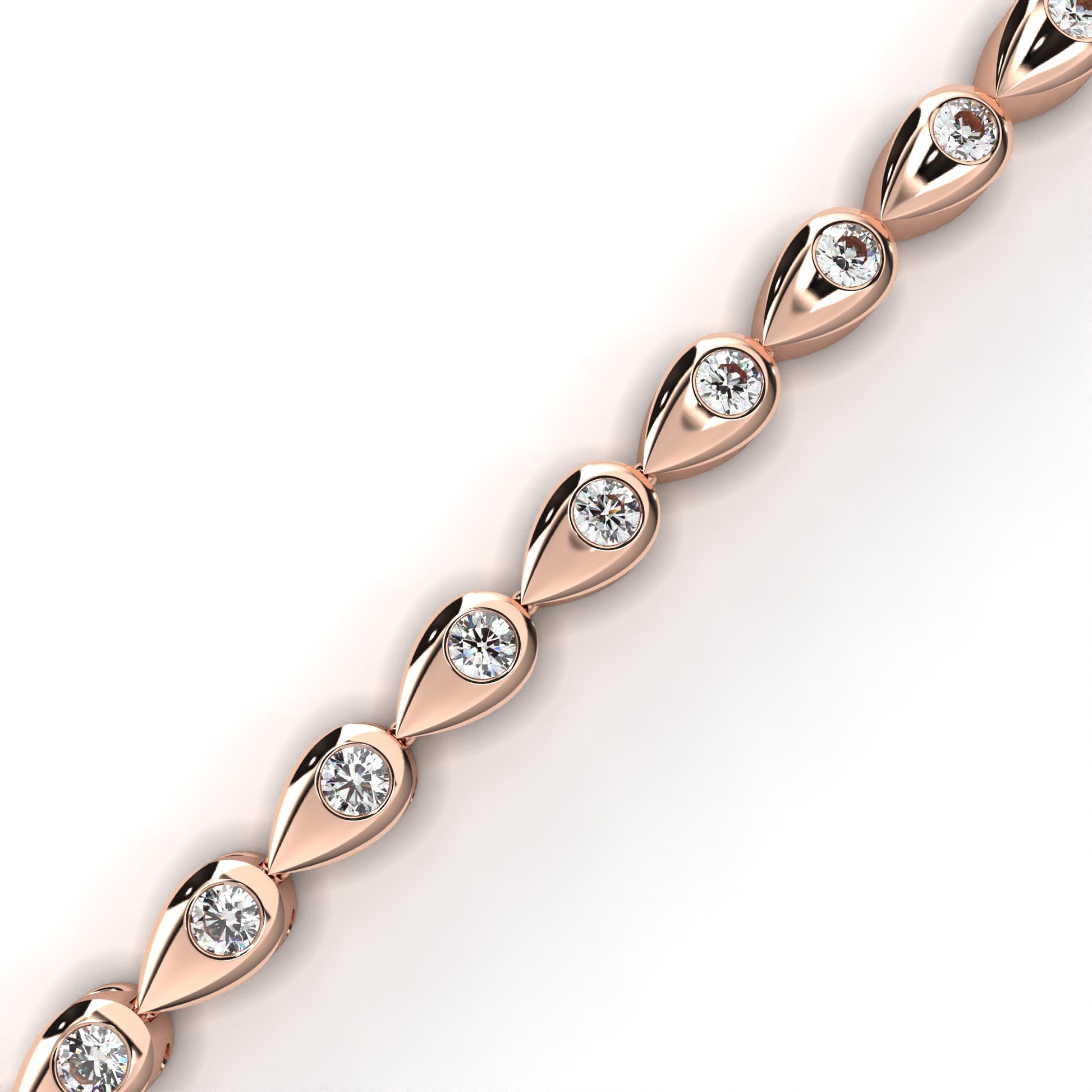 Premium Round Diamond Bracelet – Leaf Pattern Design with Solitaire Diamond in Gold
