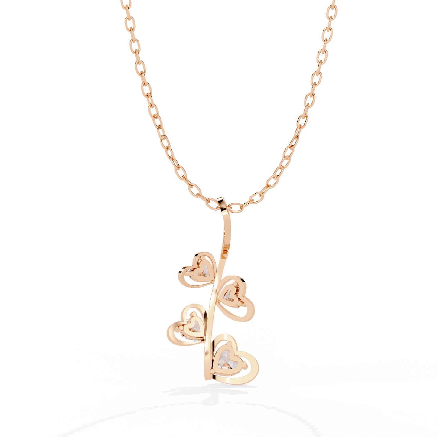 Rose gold lab grown diamond pendant with heart shapes – online in India