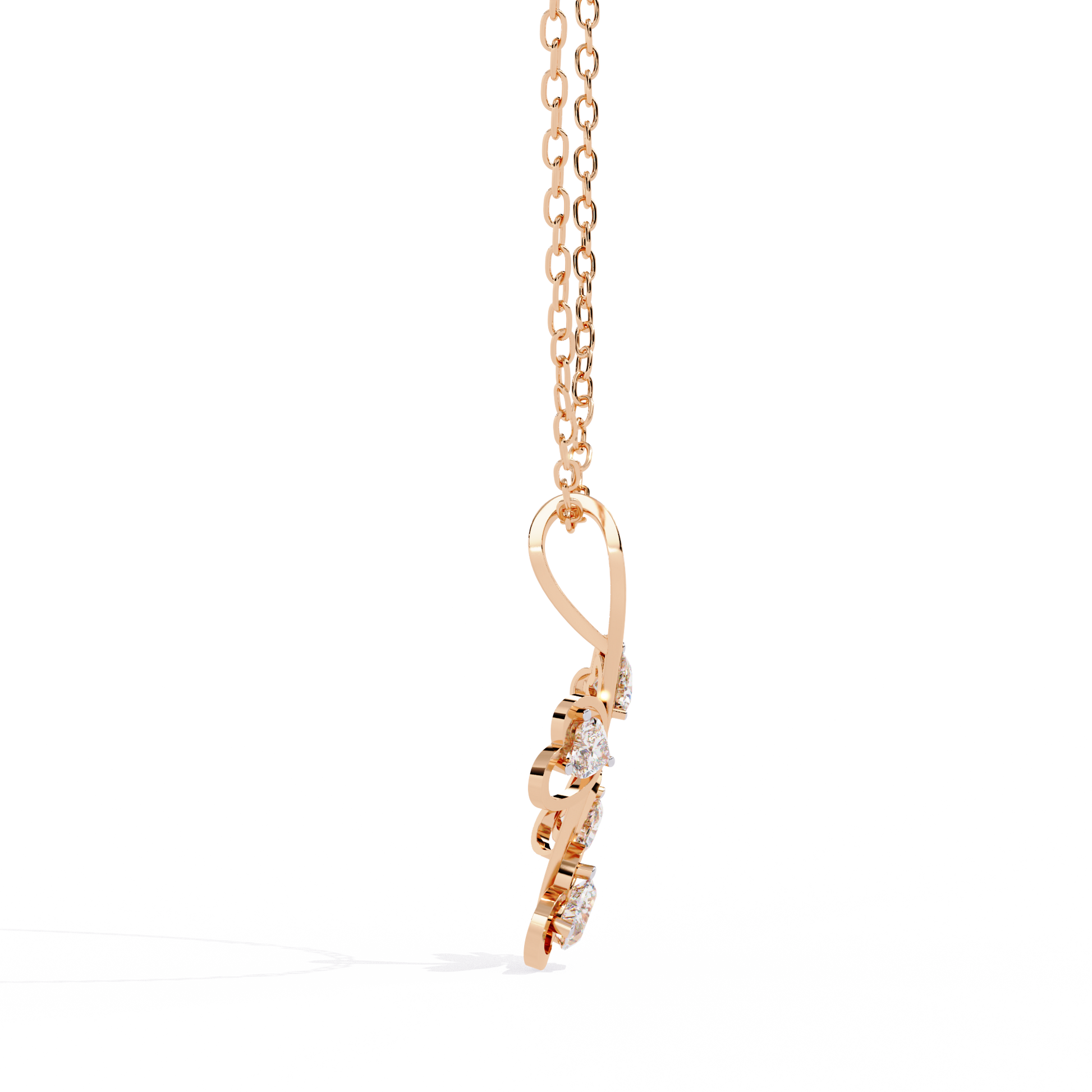 Shop lab grown diamond jewelry online India – heart leaf pendant with lab diamonds in India