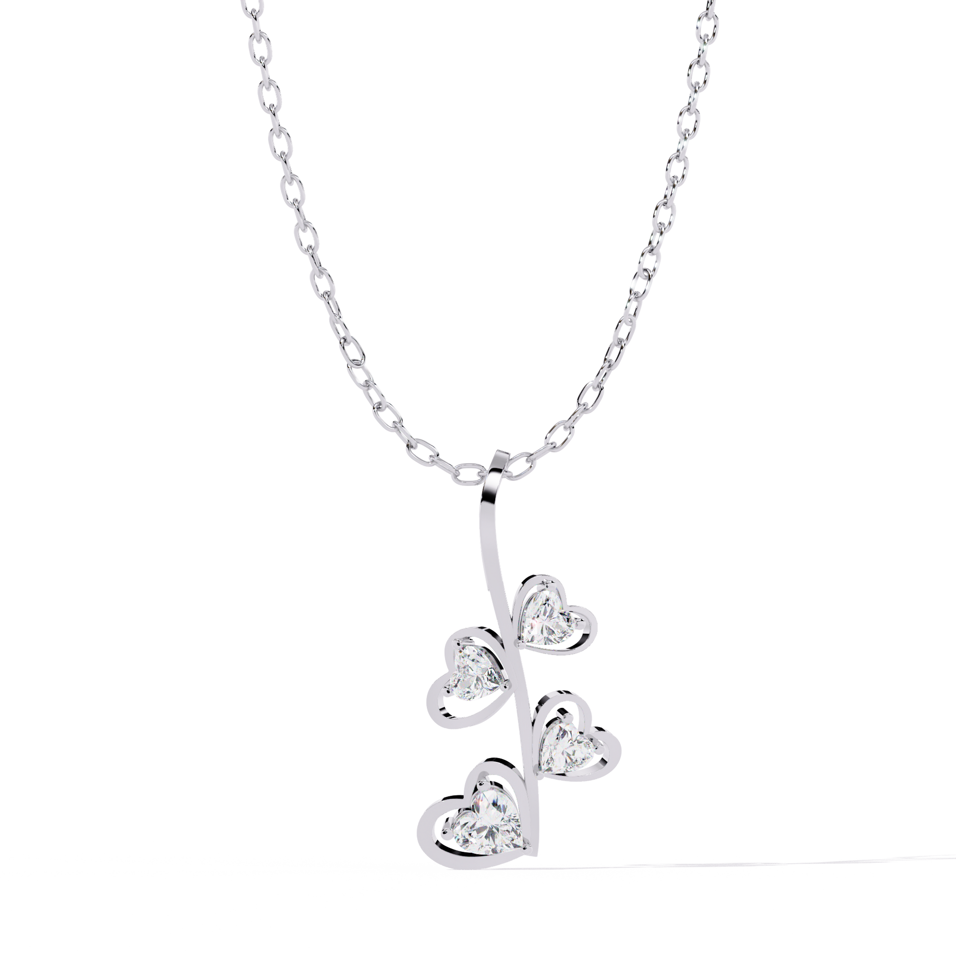 Unique white gold leaf-style lab grown diamond pendant for sale in India