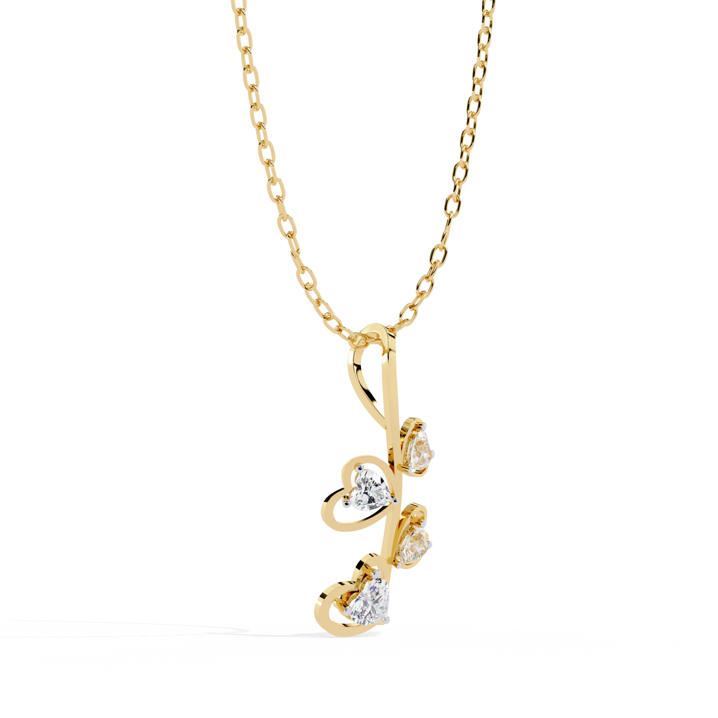 Buy yellow gold heart-shaped lab grown diamonds design Pendant at best Price