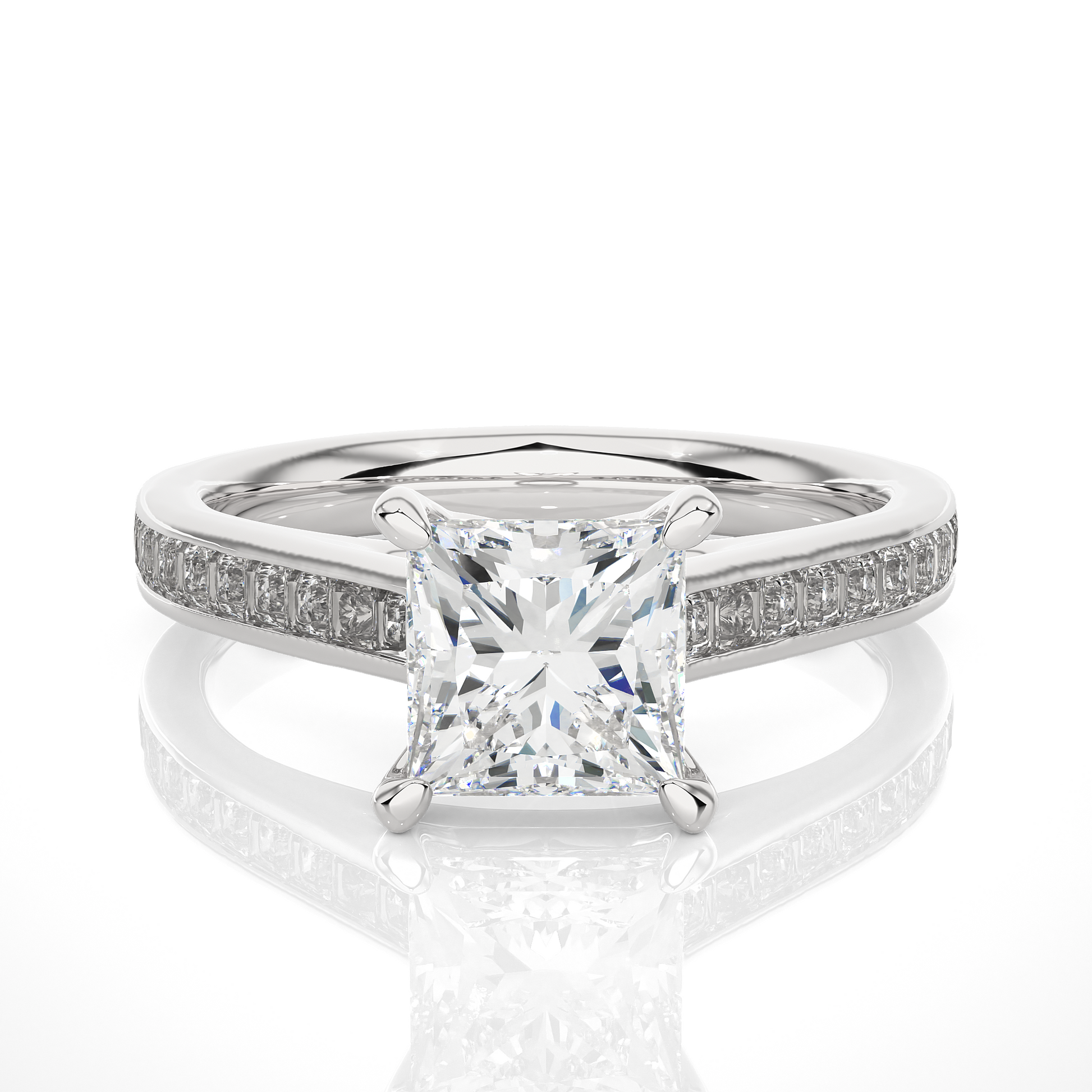 1.5+0.46 Ct Princess Diamond Ring