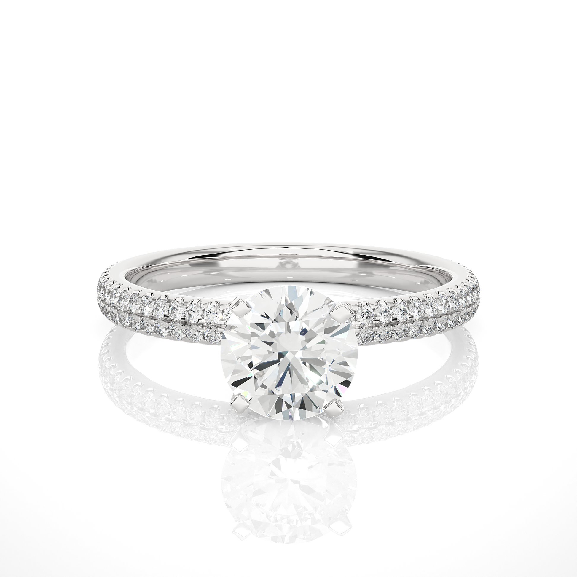 Dazzling Round Solitaire with glittering band