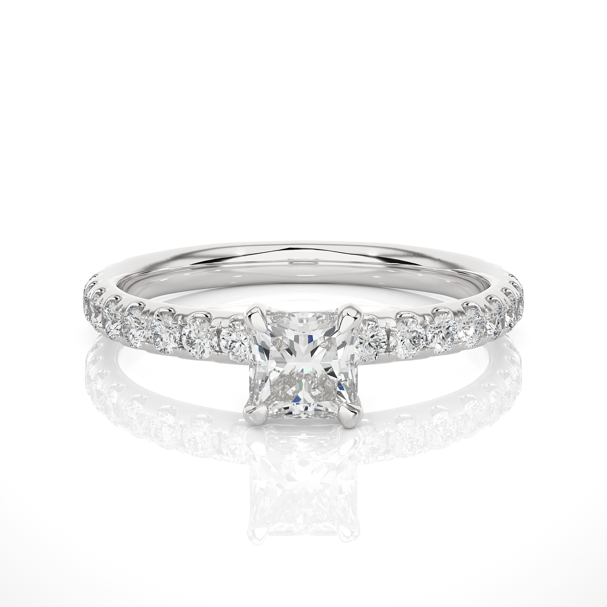 0.6+0.44  Ct Princess + Round Diamond Ring