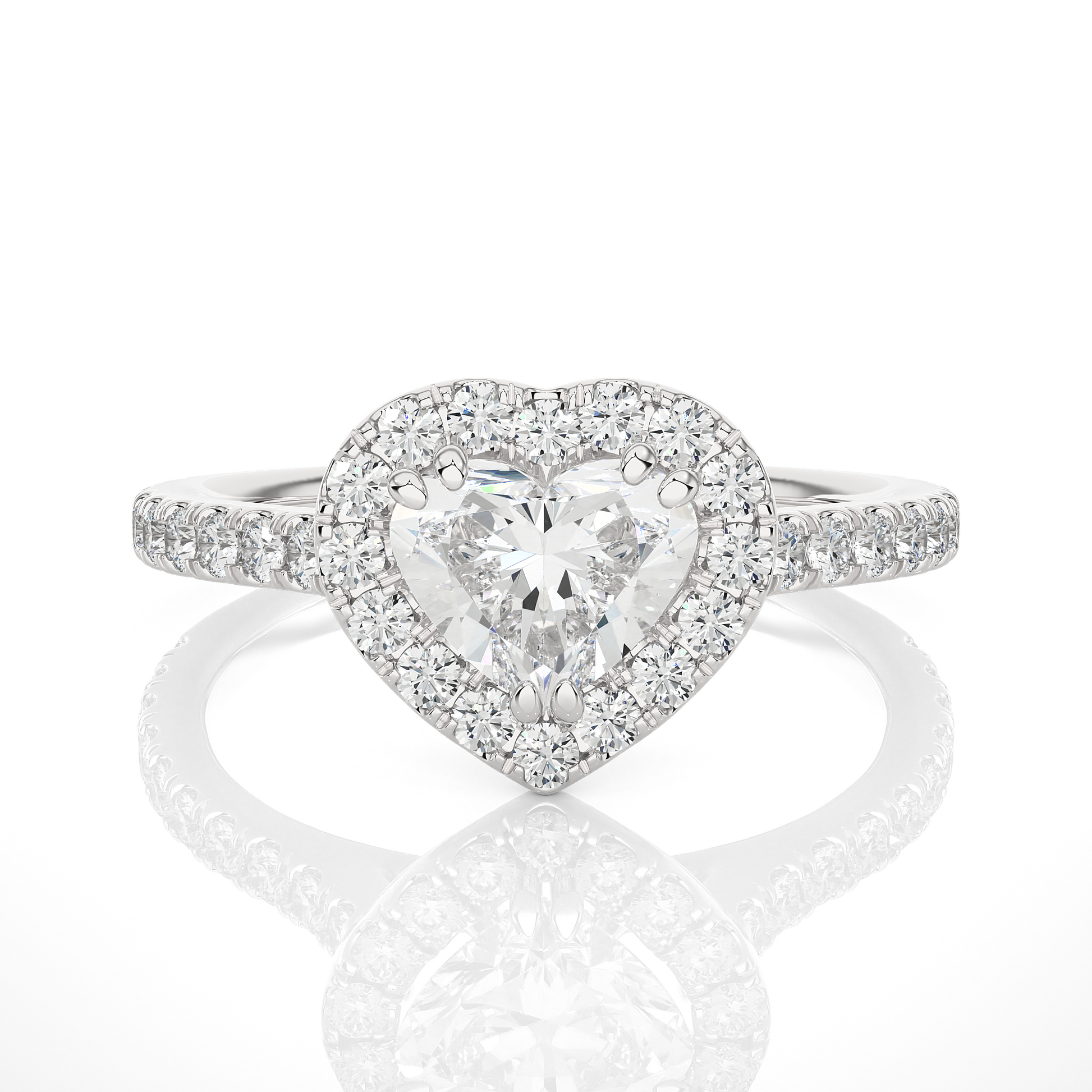 0.51+0.8 Ct Round + Heart Diamond Ring