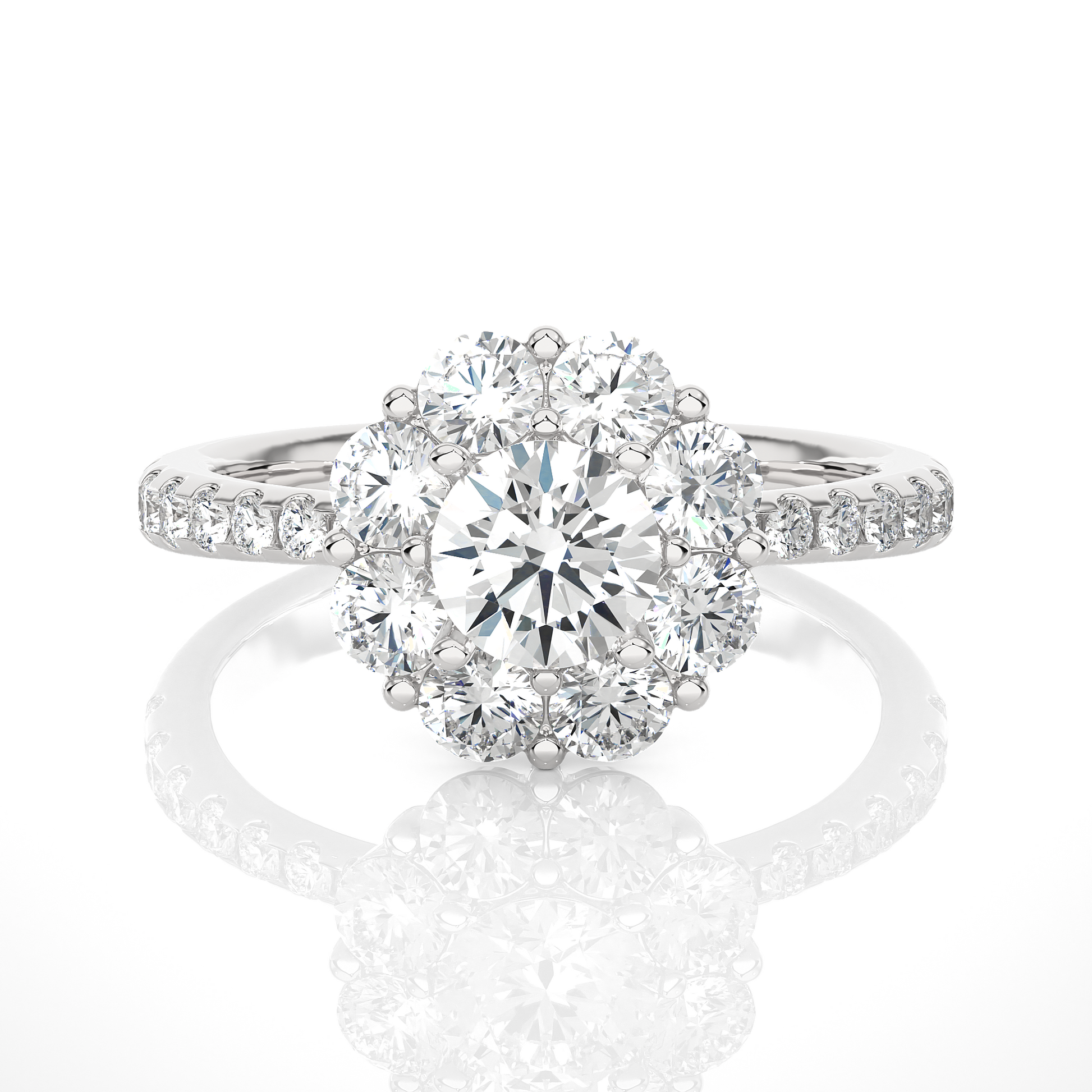 0.6+0.81+0.25 Ct Round Diamond Ring