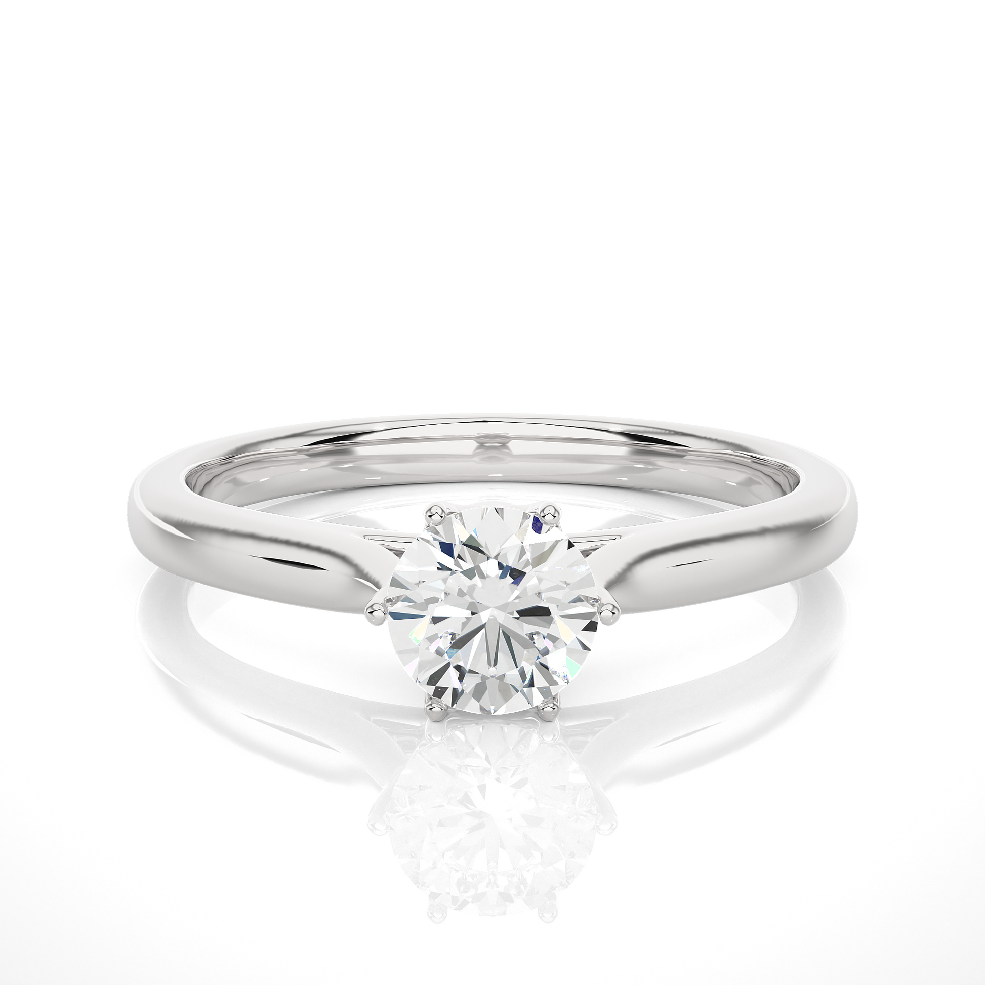Elegant Round Diamond Ring – Hexagon-Inspired Design with Plain Gold Band