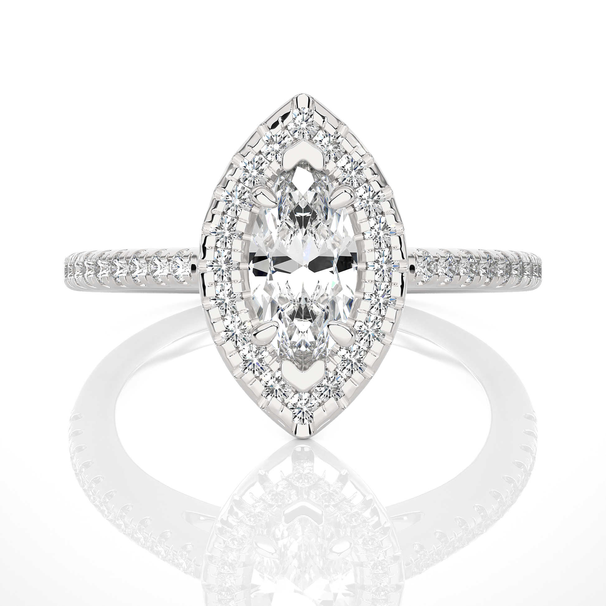 0.29+0.60 Ct Round + Marquise Diamond Ring