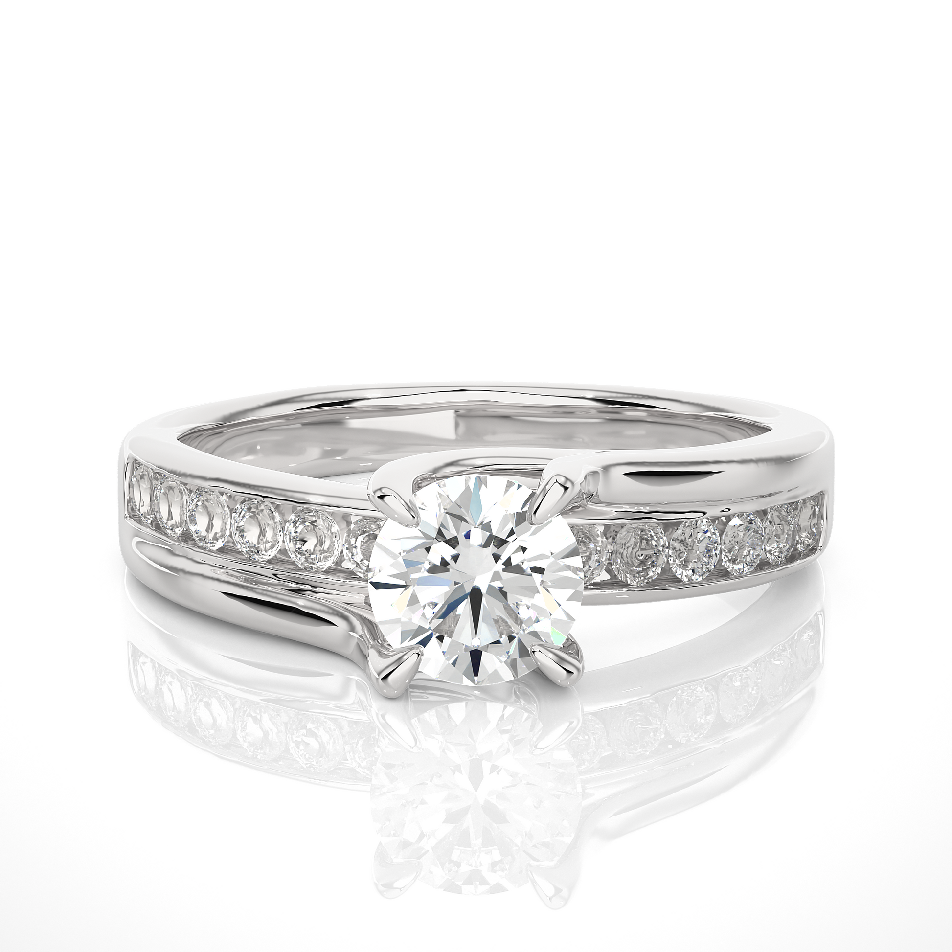 0.7+0.31 Ct Round Diamond Ring