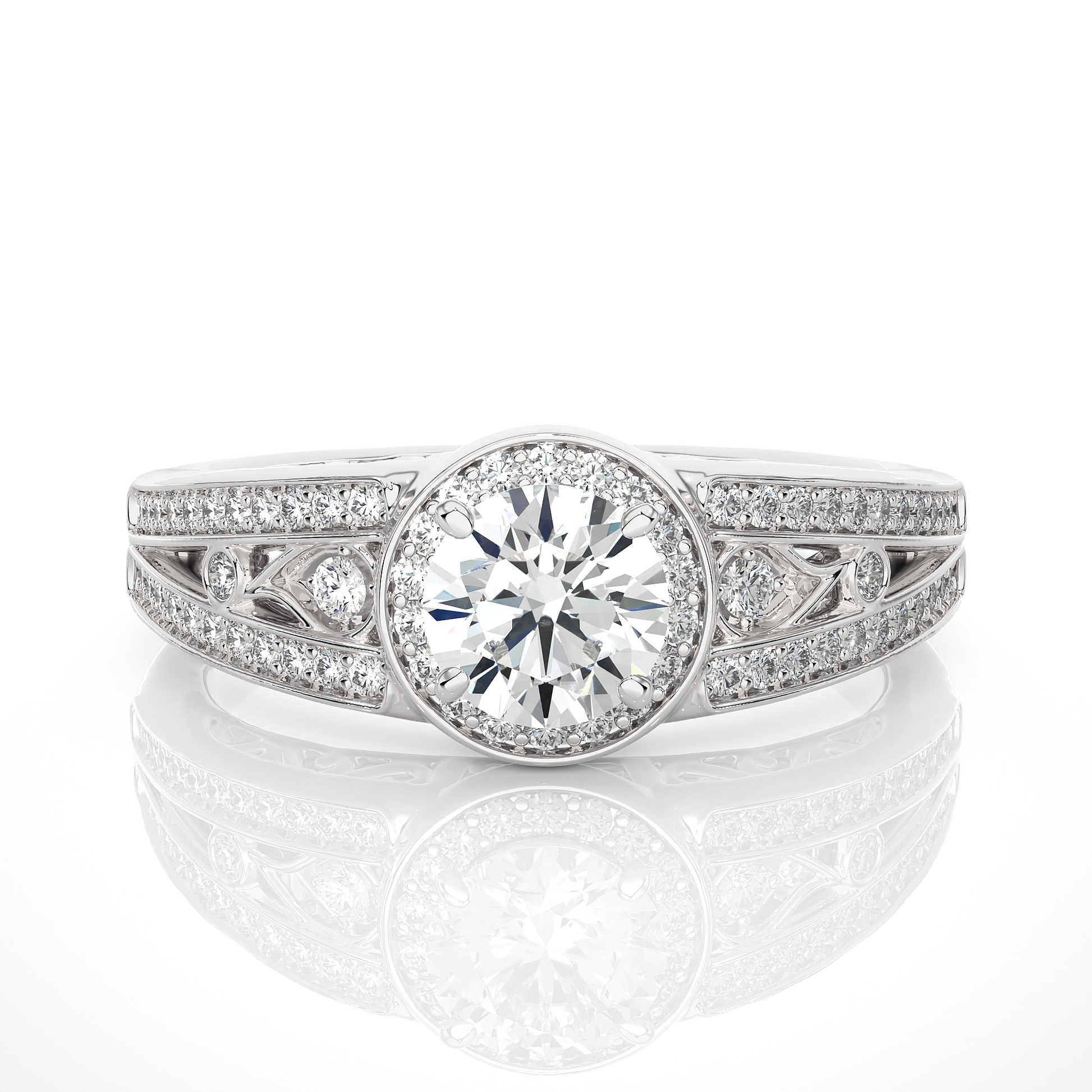0.7+0.29 Ct Round Diamond Ring