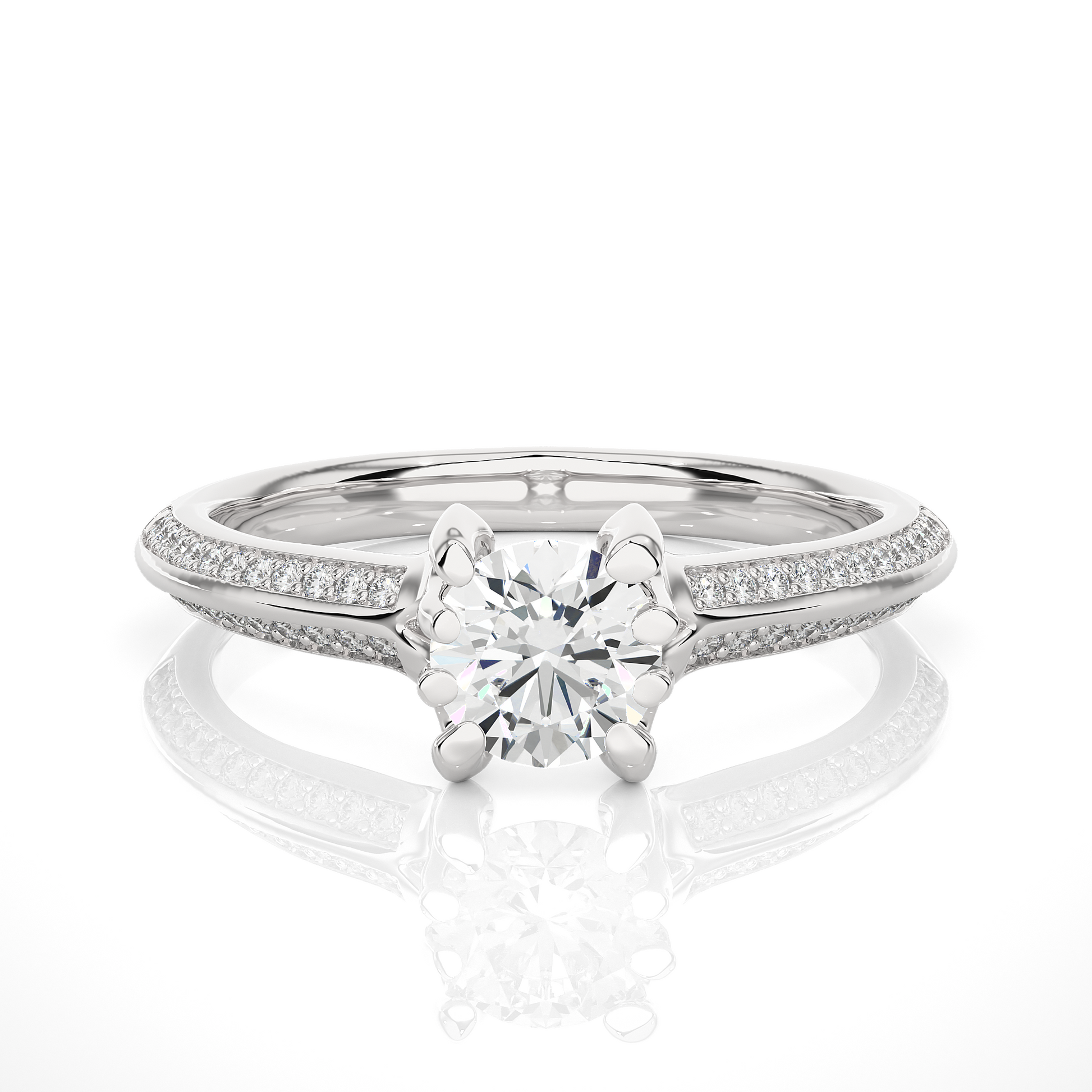 0.7+0.13 Ct Round Diamond Ring