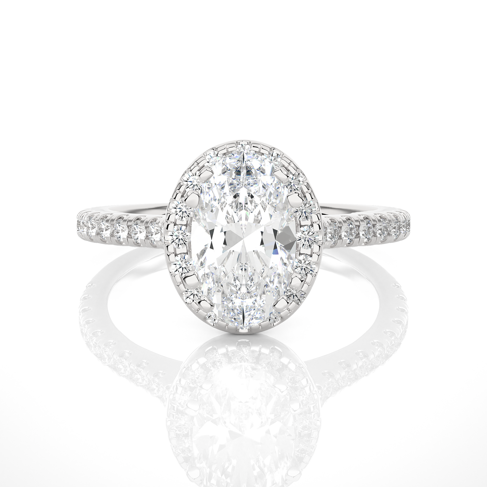 1.1+0.21 Ct Oval + Round Diamond Ring