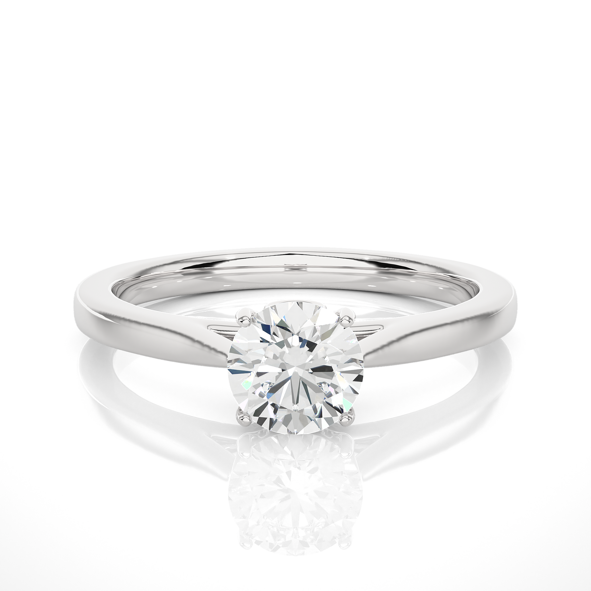 Elegant Round Diamond Ring – Elevated Solitaire Diamond on Plain Band