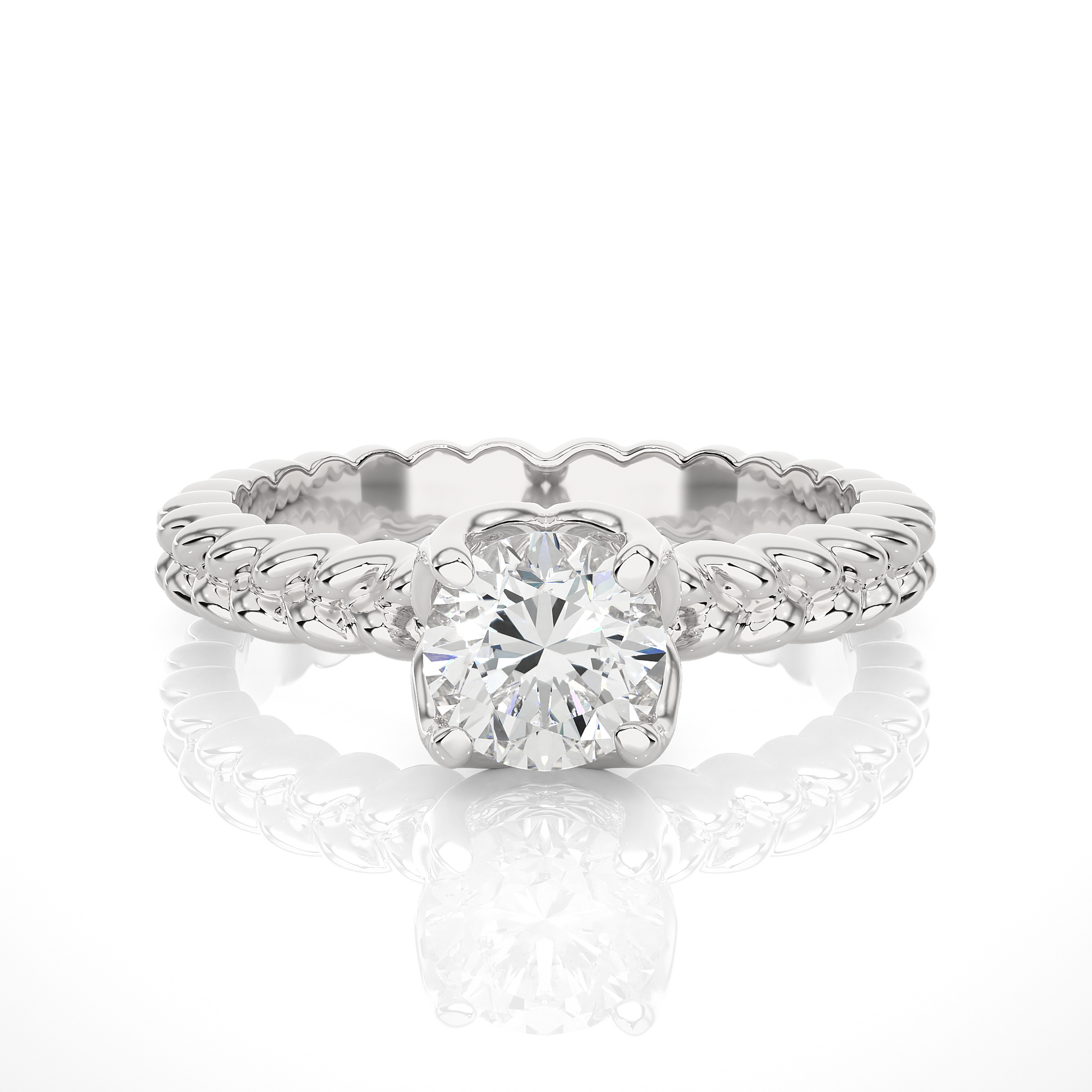Round Diamond Ring – Solitaire Diamond with Beautiful Design Around the Gold Band