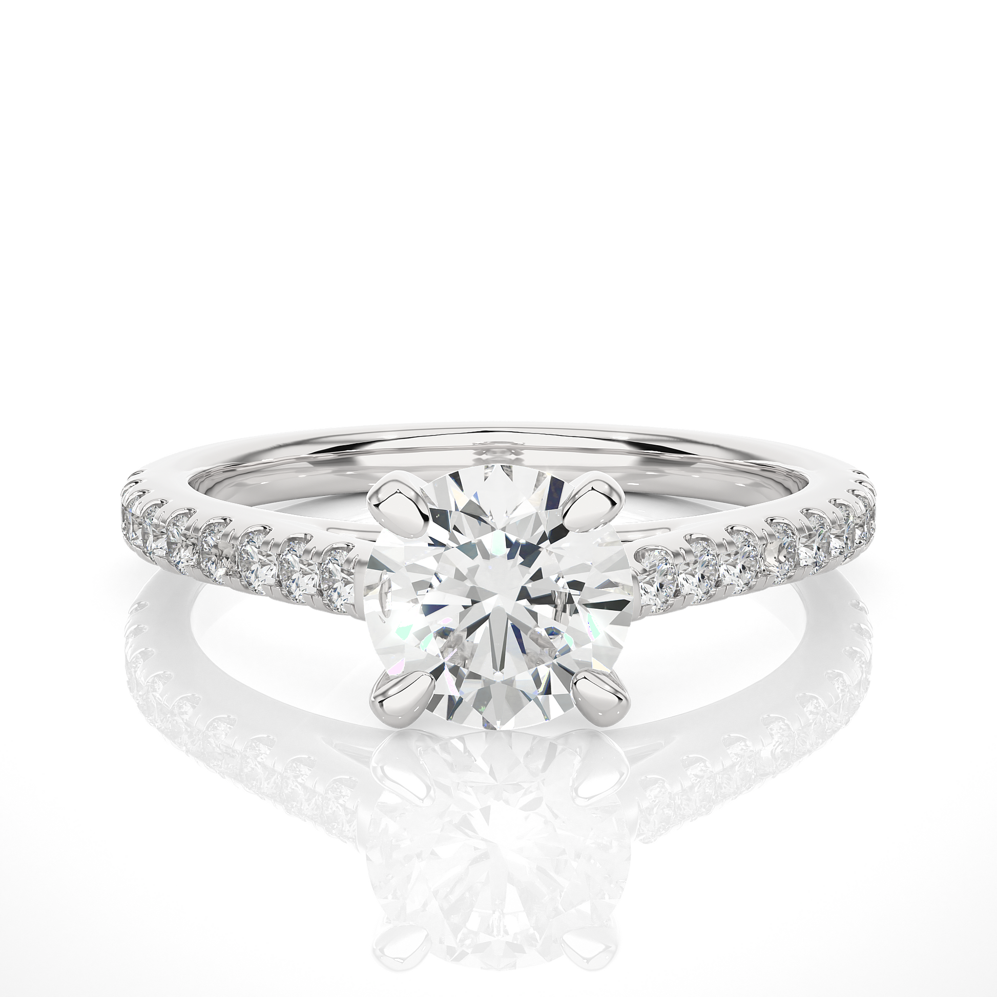 1.1+0.28 Ct Round Diamond Ring