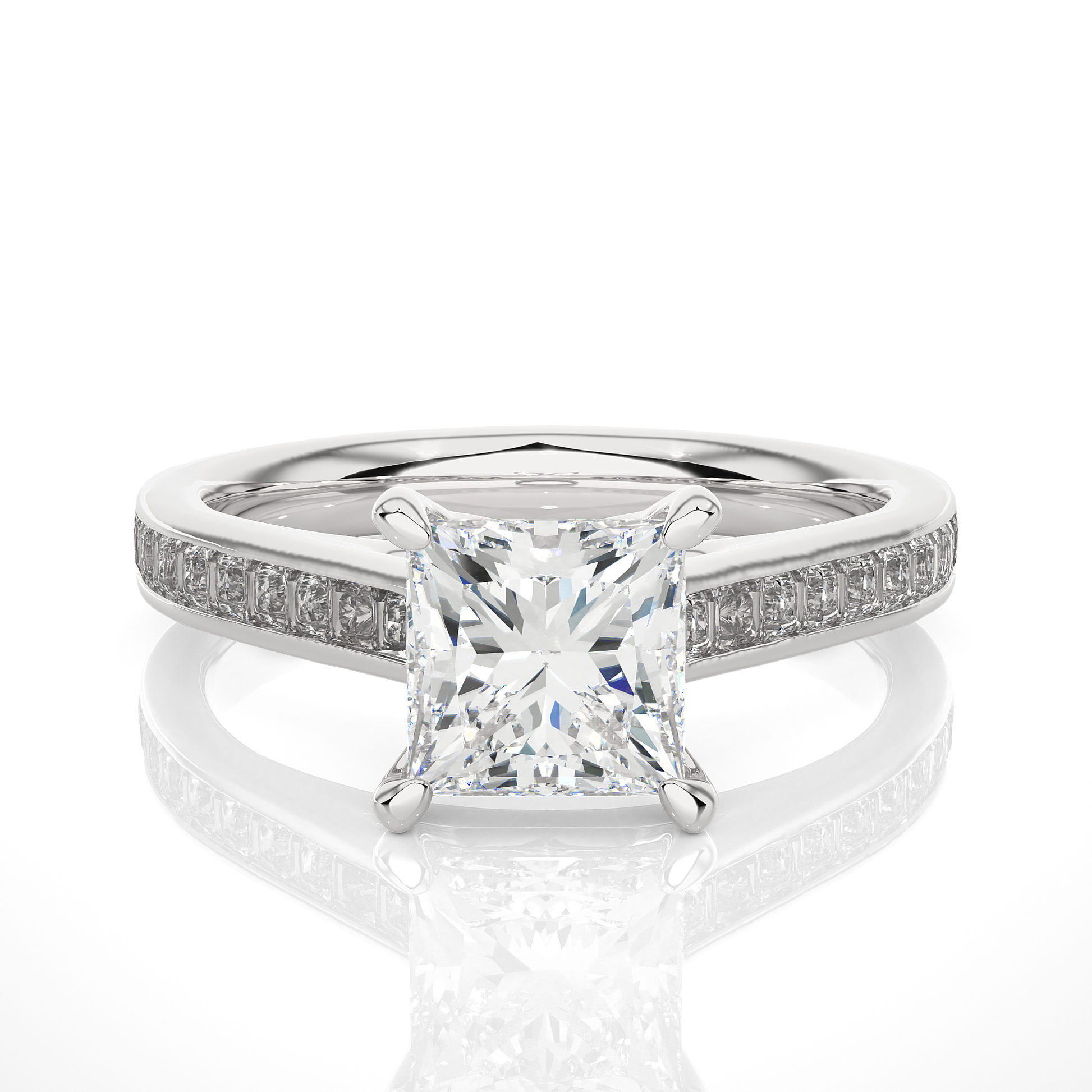 1.5+0.46 Ct Princess Diamond Ring