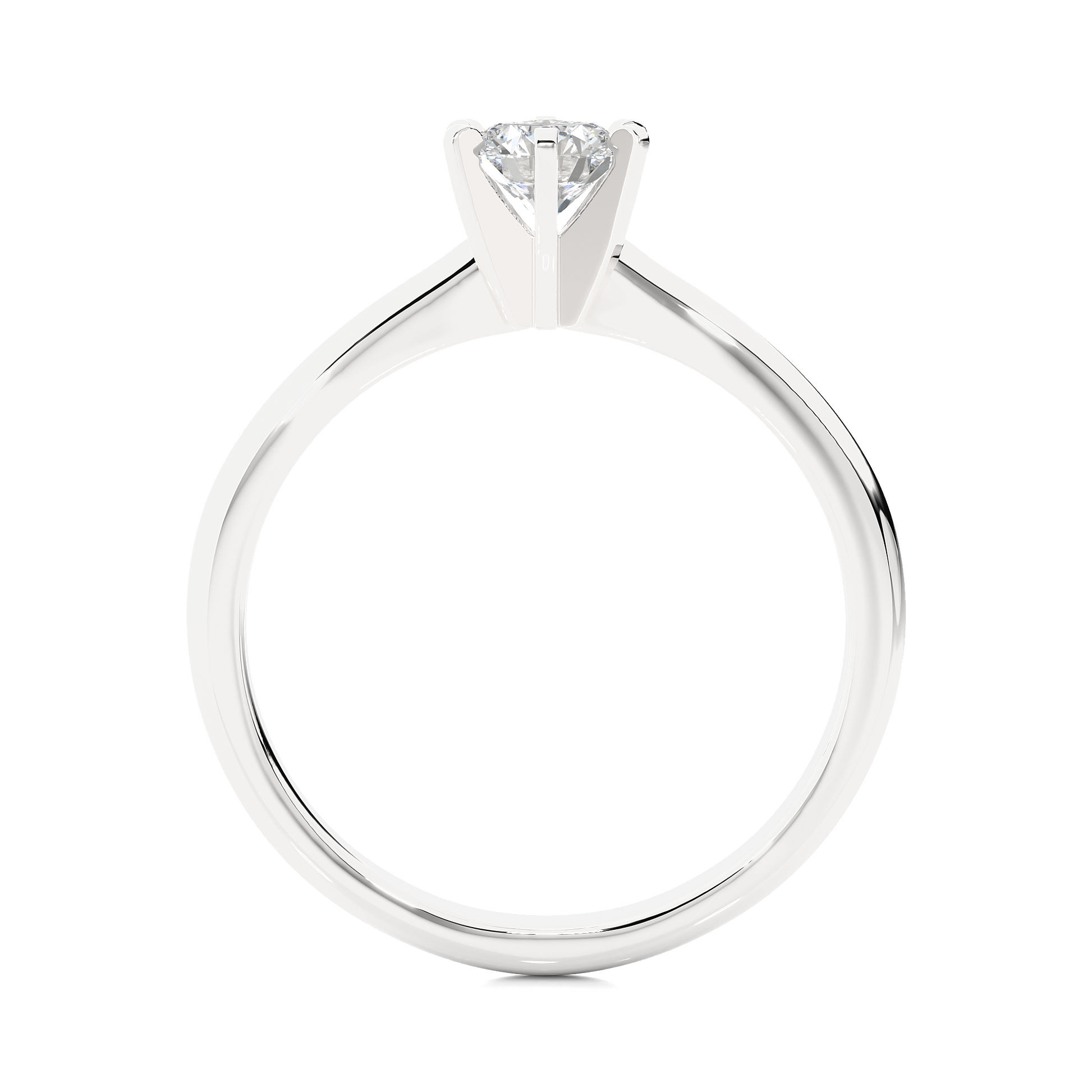 Round Diamond Ring – Circle Diamond Supported from 6 Sides with Plain Gold Band